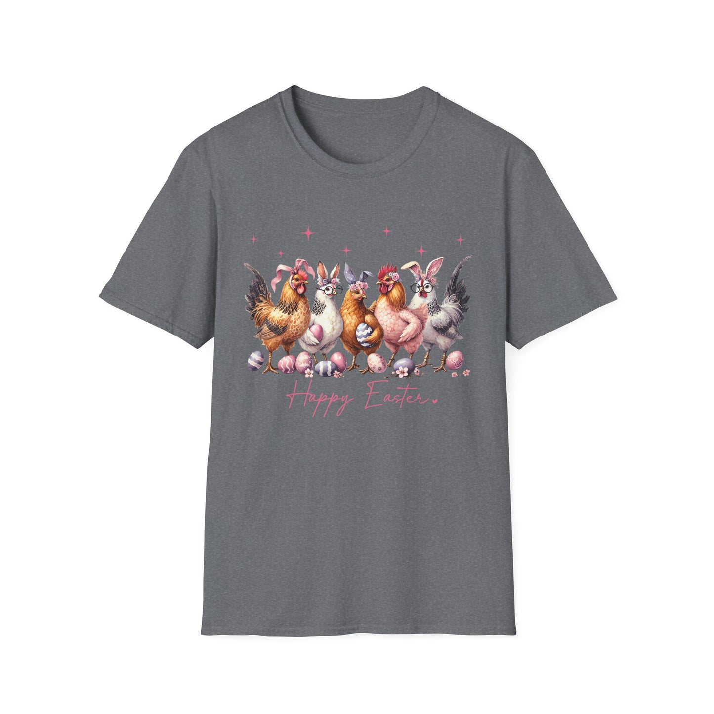 Easter Hens T-Shirt — Cute Chickens & Eggs "Happy Easter" Graphic