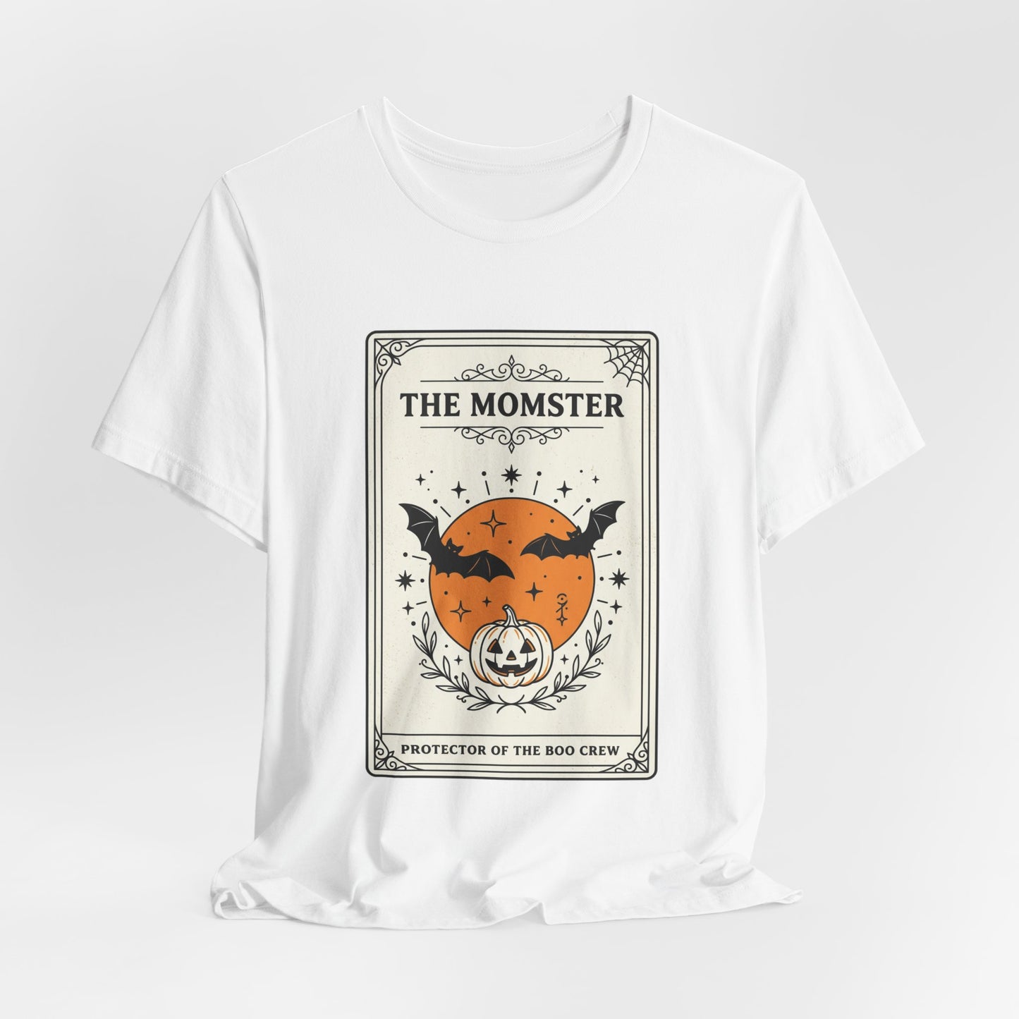 Momster Pumpkin Crest Tee | Halloween bats, spooky vintage orange