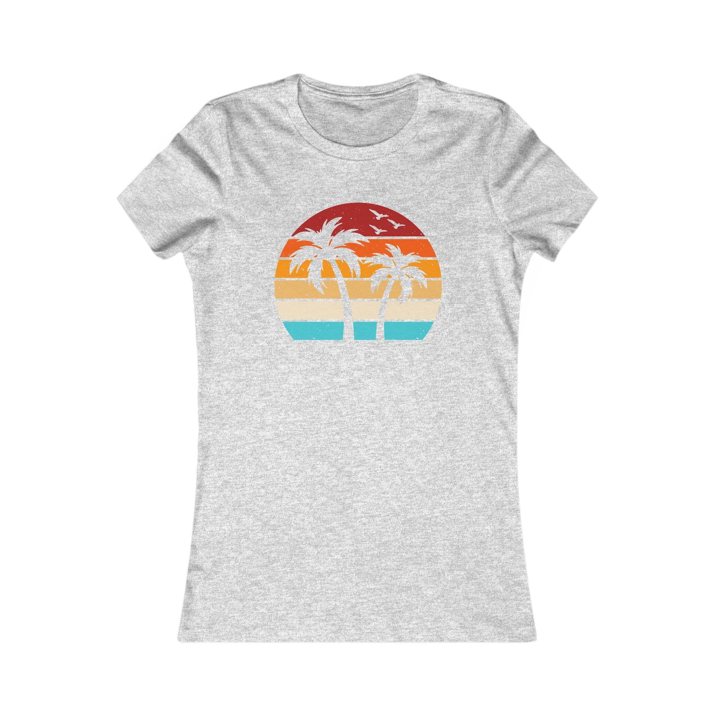 Women's Palm Sunset Tee — Retro Beach Palm Tree Graphic T-Shirt