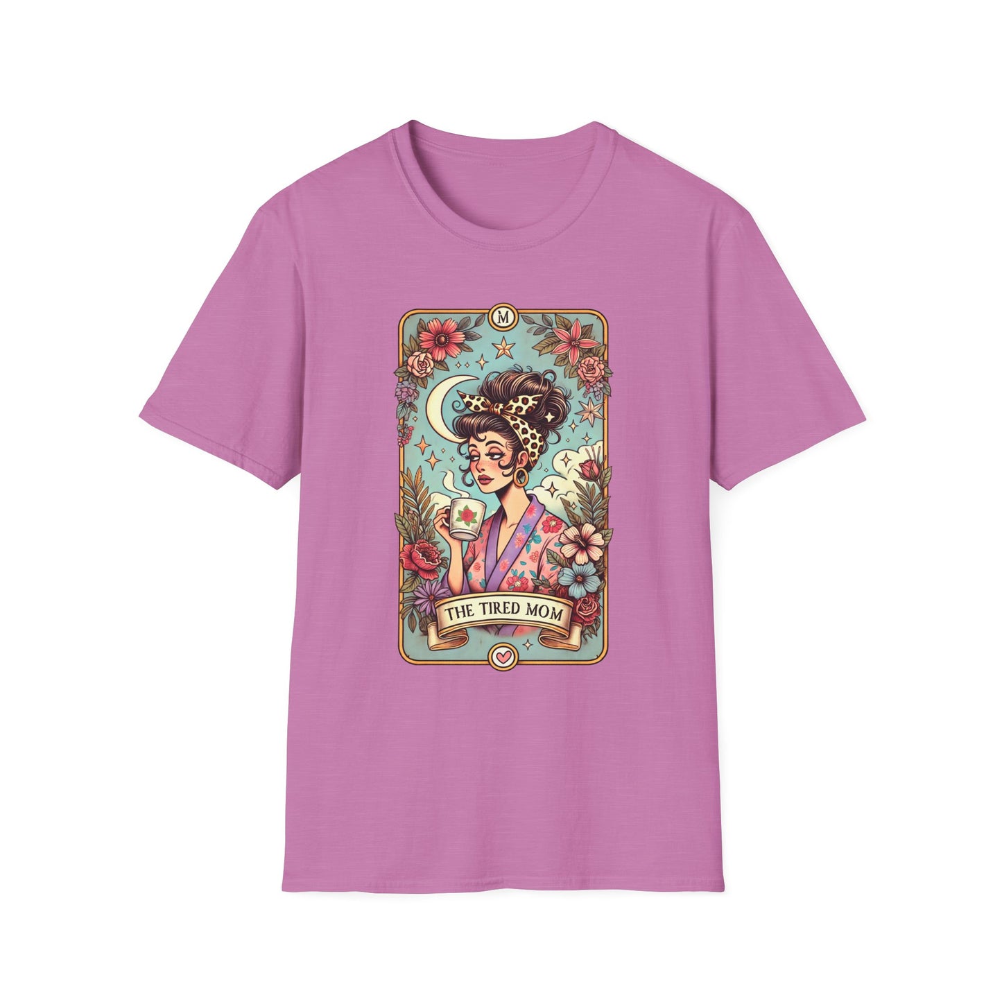 The Tired Mom Tarot Softstyle T-Shirt - Relaxed Fit Floral Design for Everyday Comfort