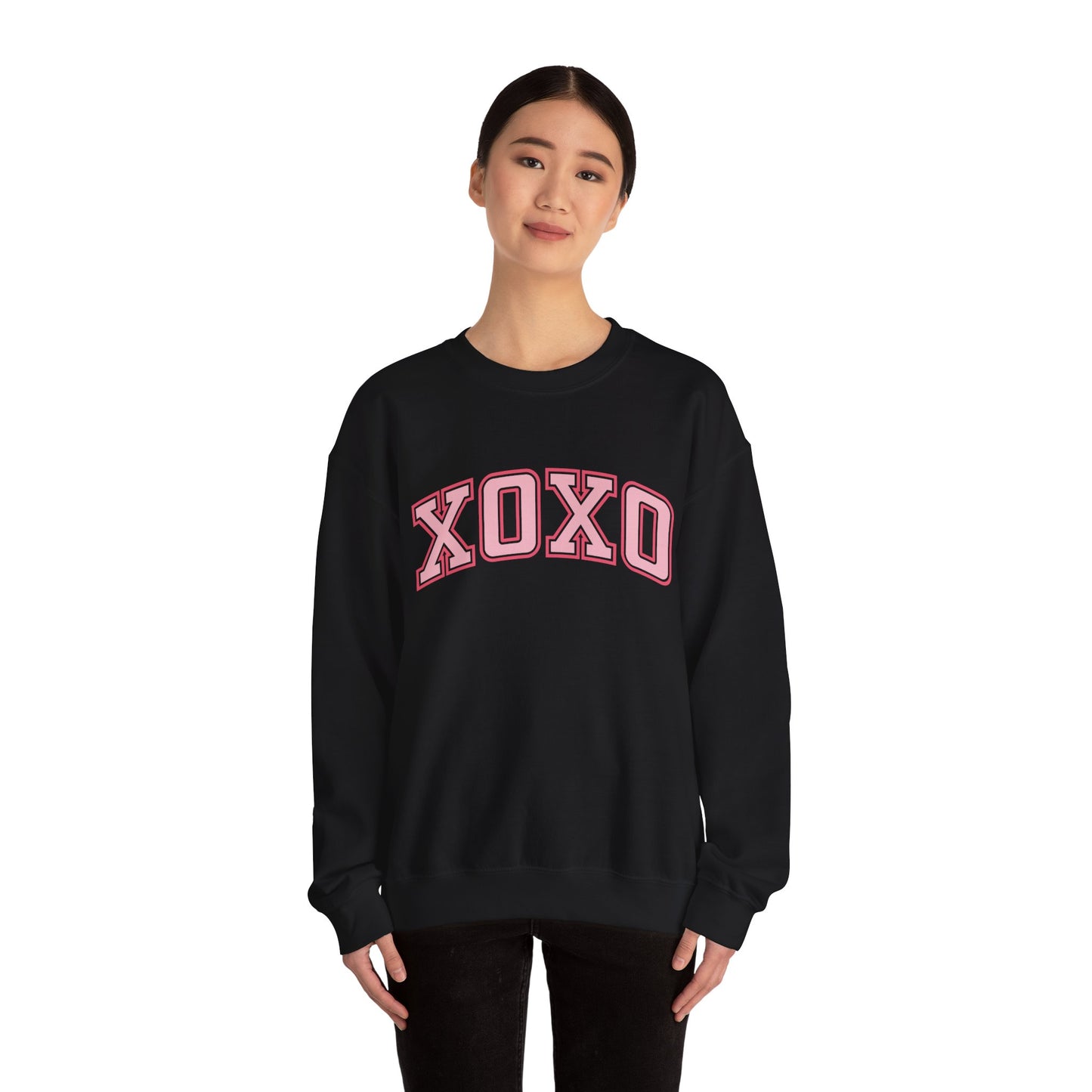 XOXO Pink Varsity Crewneck Sweatshirt