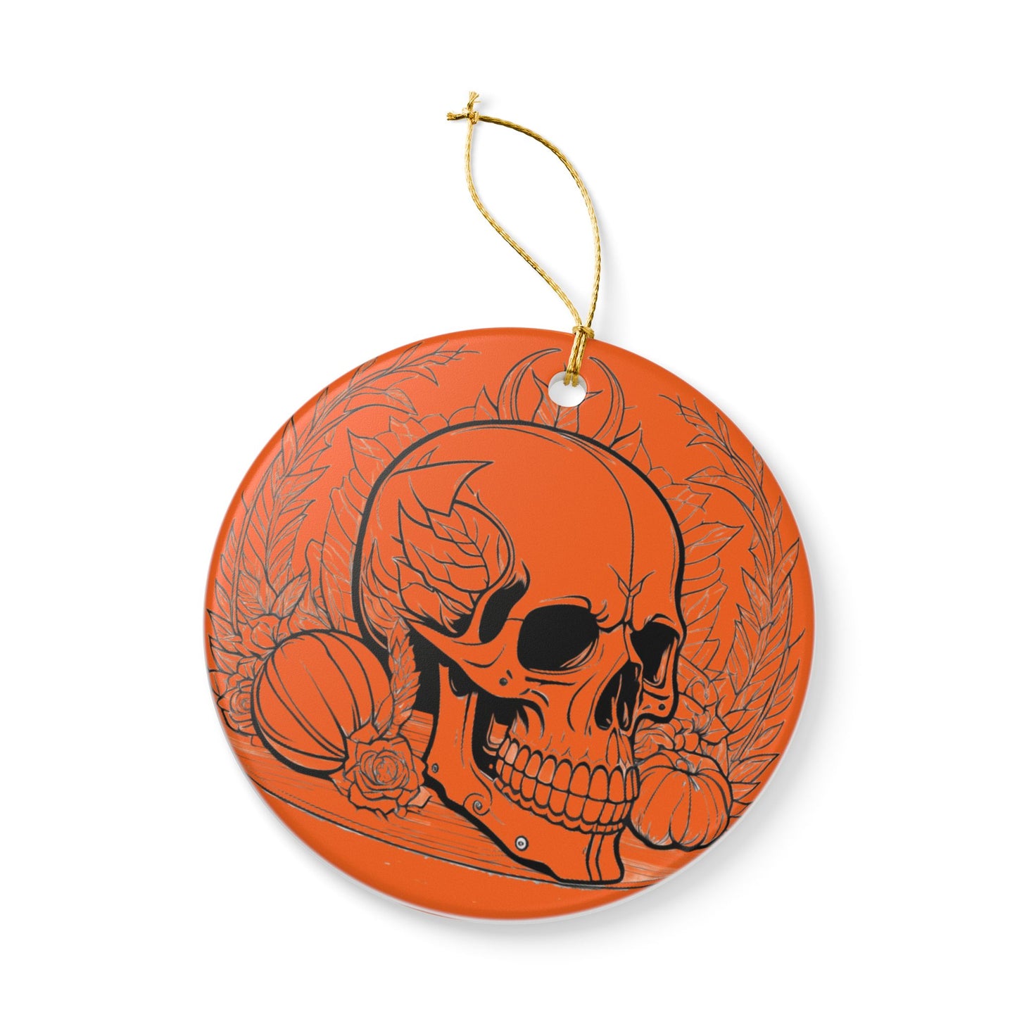 Halloween Skull Ceramic Ornament