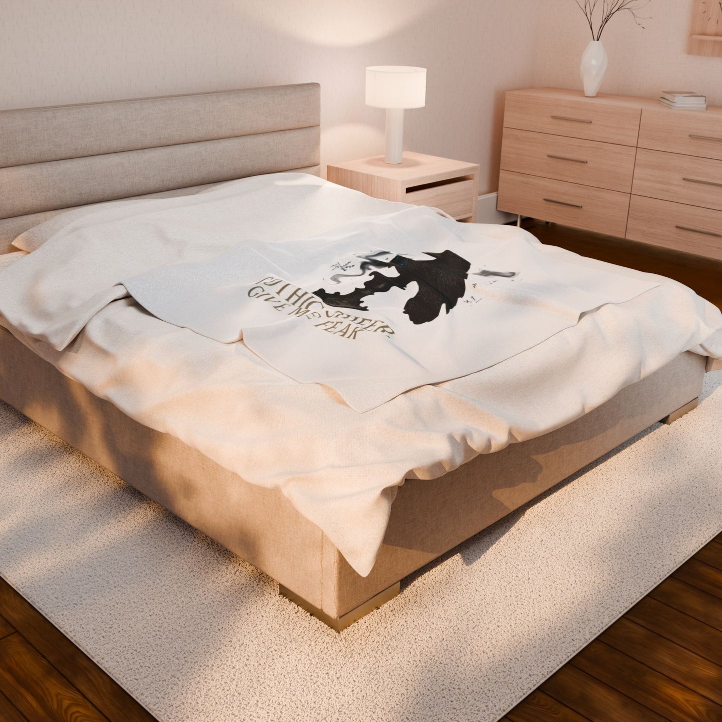 Plush Blanket — 'Gothic Cheer, Give Me Fear' Raven Velveteen Throw