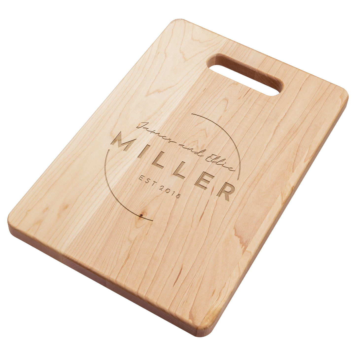 Personalized Circle 1 Design Maple Cutting Board, Handcrafted & Engraved