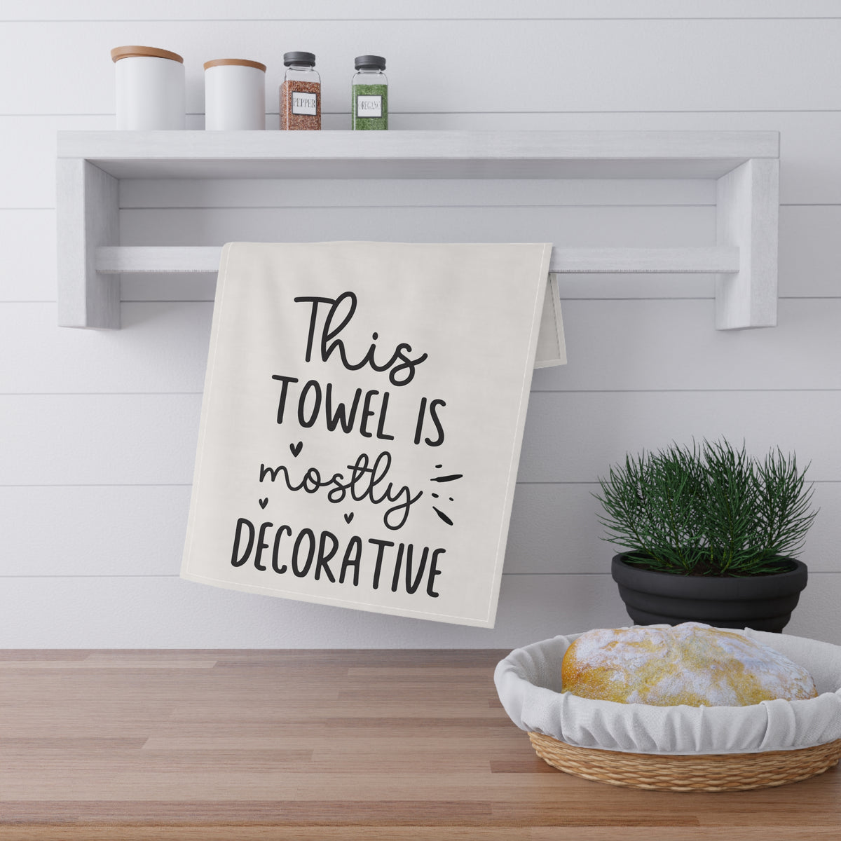 Decorative Kitchen Tea Towel — "This Towel Is Mostly Decorative" Cotton Blend