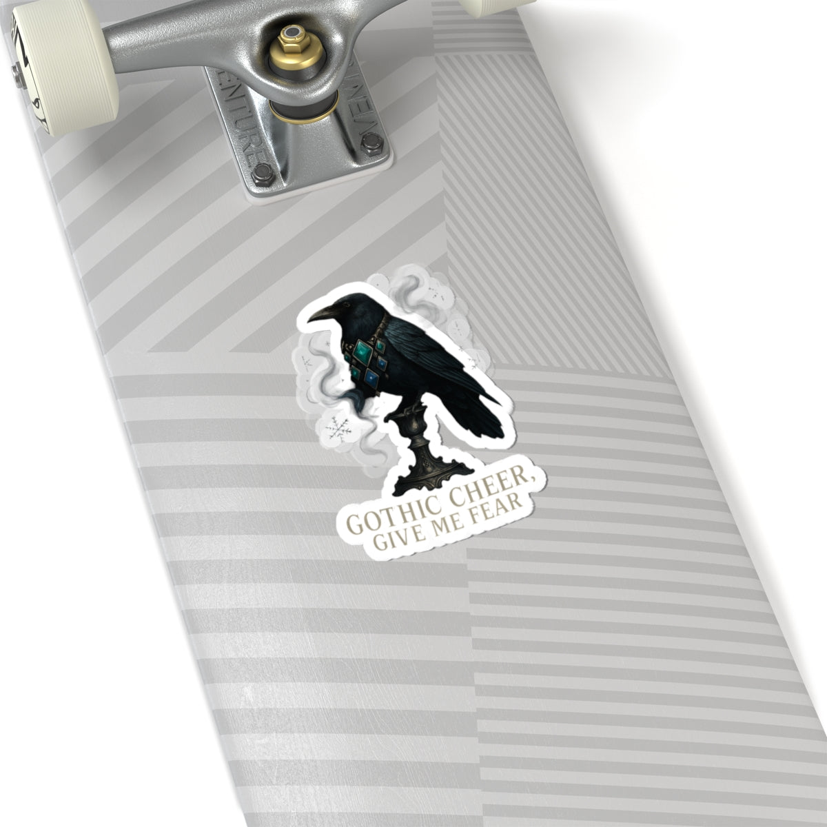 Gothic Raven Sticker — “Gothic Cheer, Give Me Fear” Kiss-Cut Decal