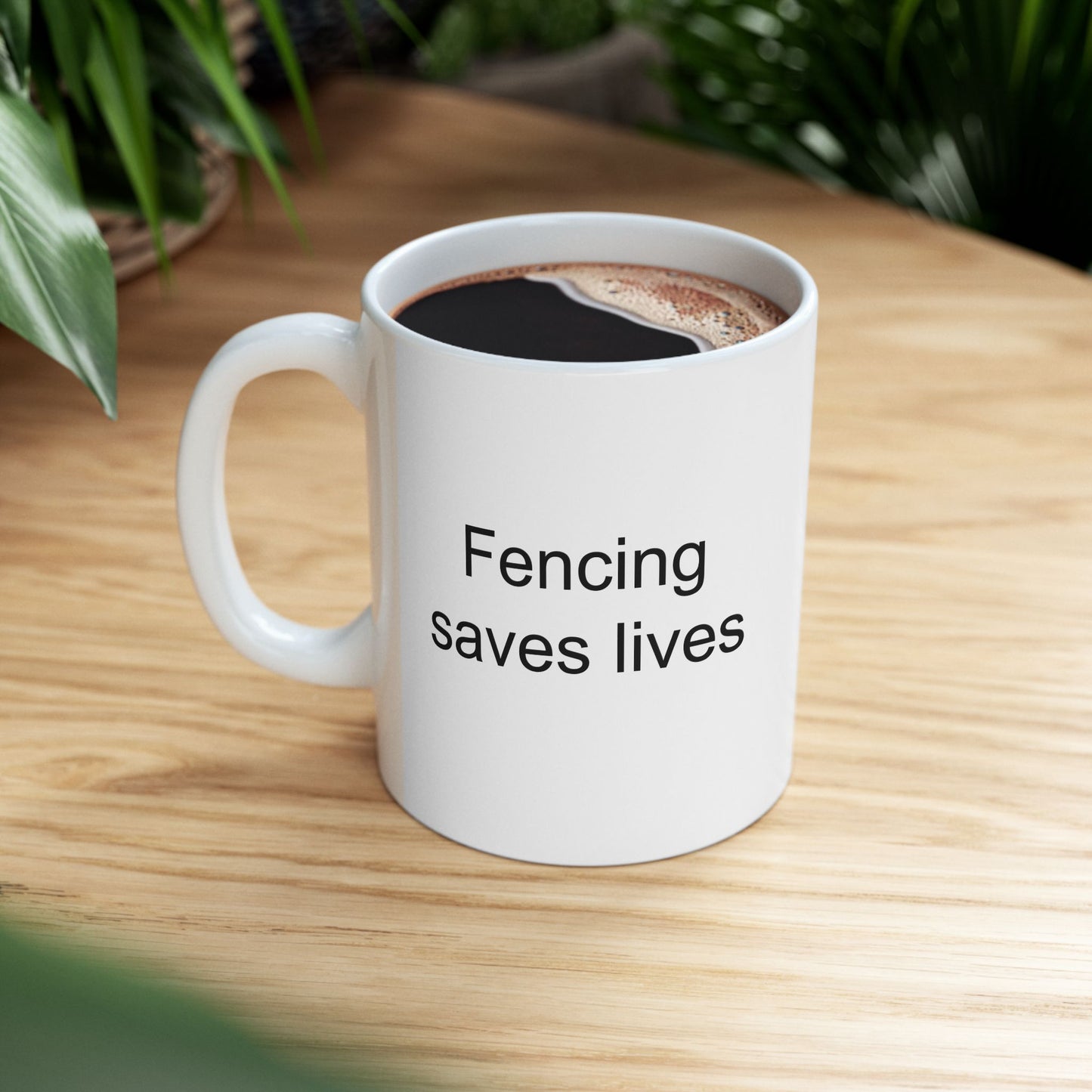 Fencing Saves Lives White Coffee Mug (11 oz & 15 oz)