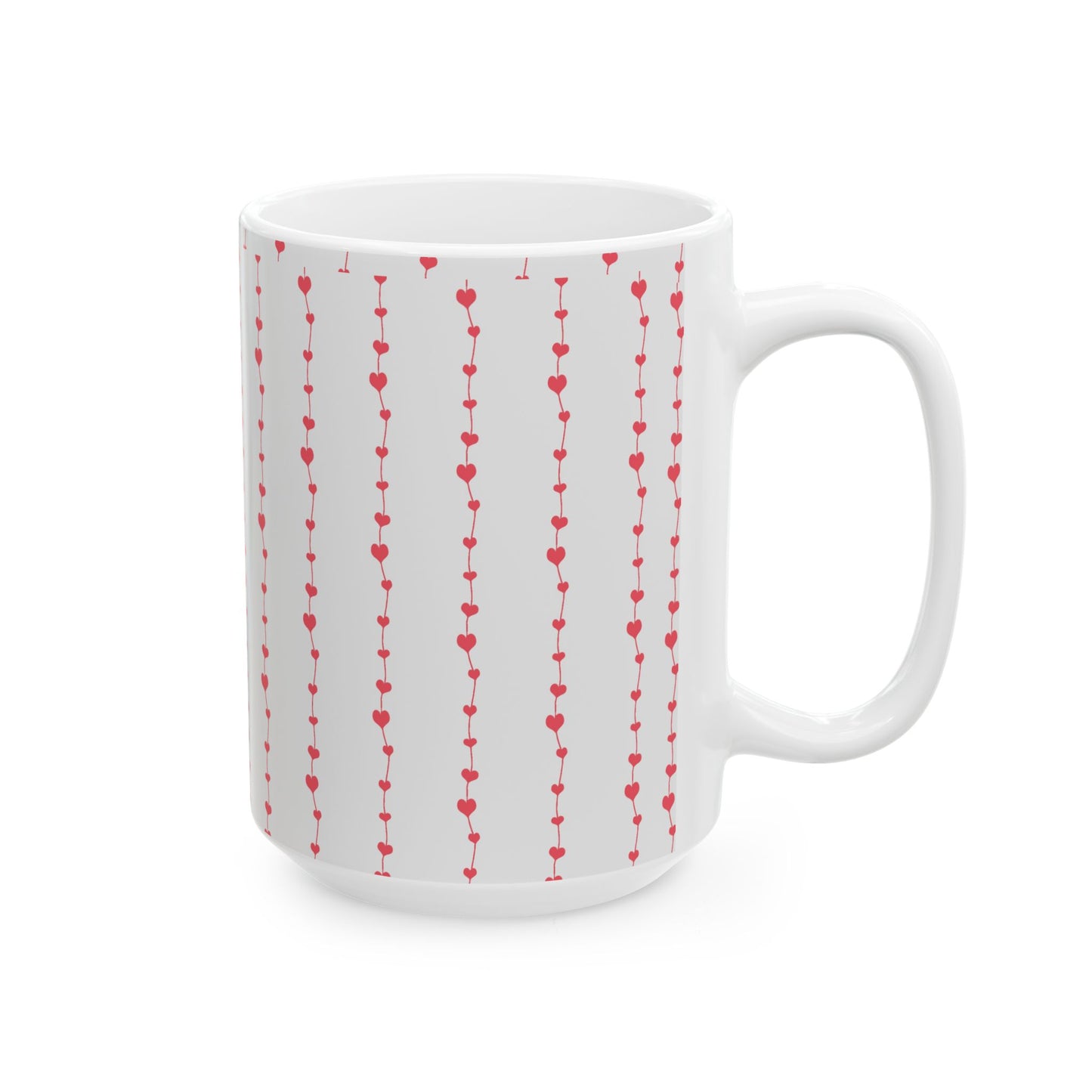 Pink Heart Garland Ceramic Mug — Romantic Valentine’s Coffee Cup (11oz, 15oz)