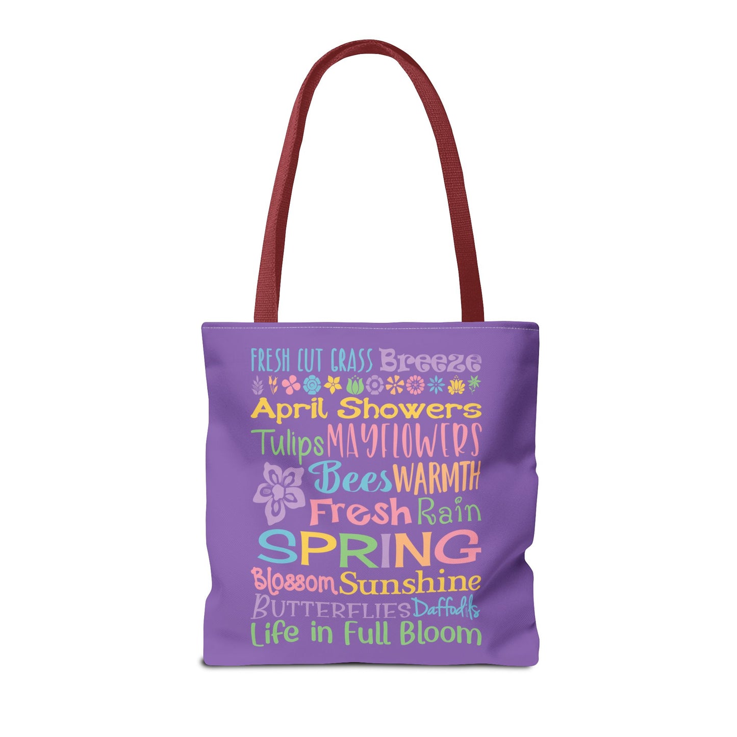 Spring Word Riot Purple Tote Bag — Pastel Floral Typography Tote