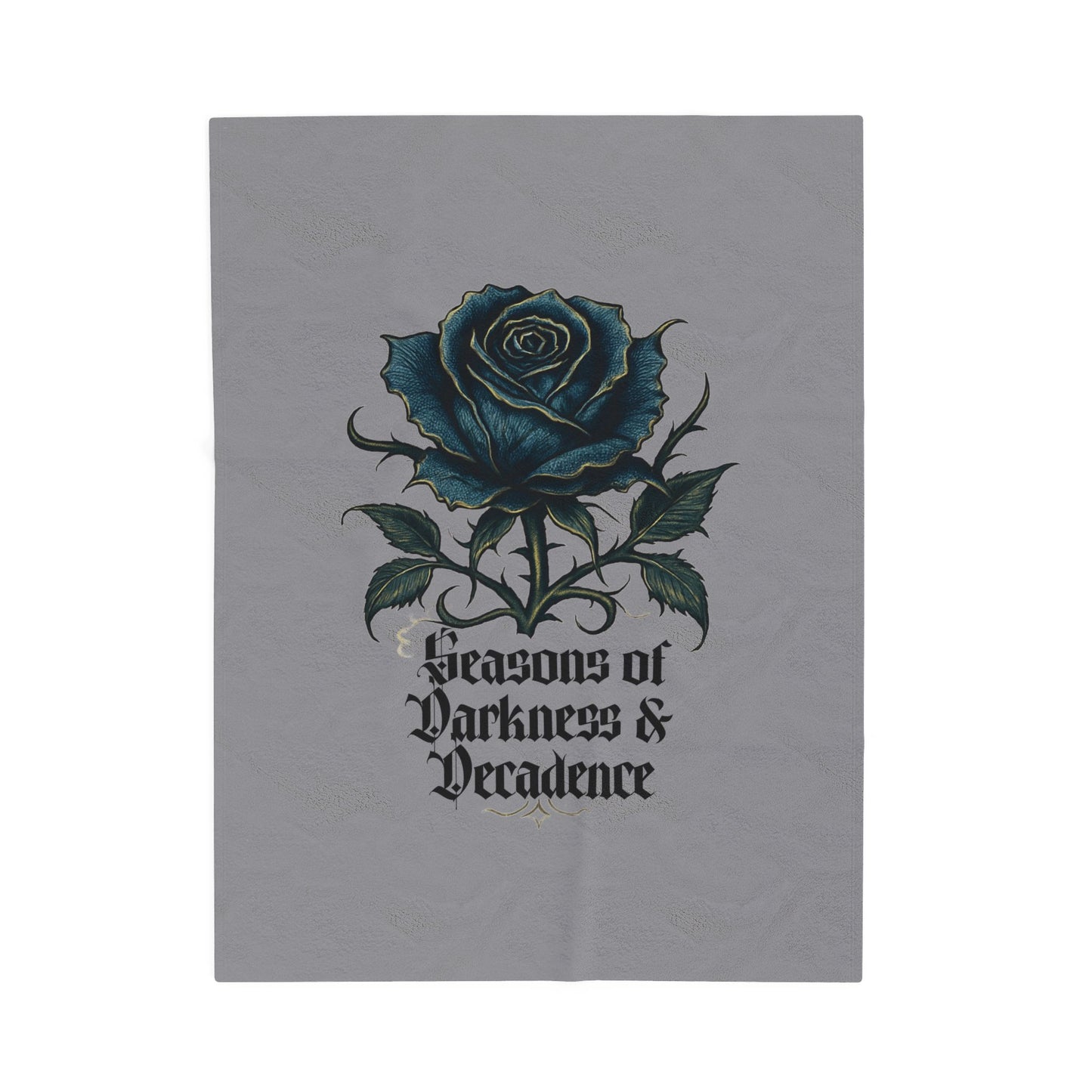 Velveteen Plush Blanket — Gothic Blue Rose “Seasons of Darkness & Decadence” Cozy Throw