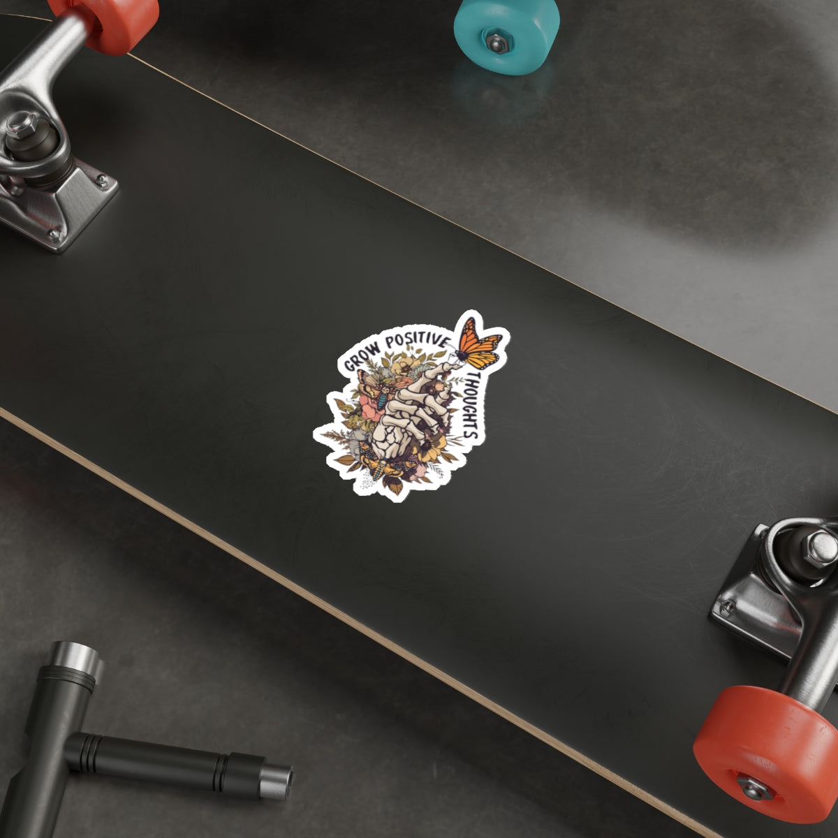 Grow Positive Thoughts Skull Sticker