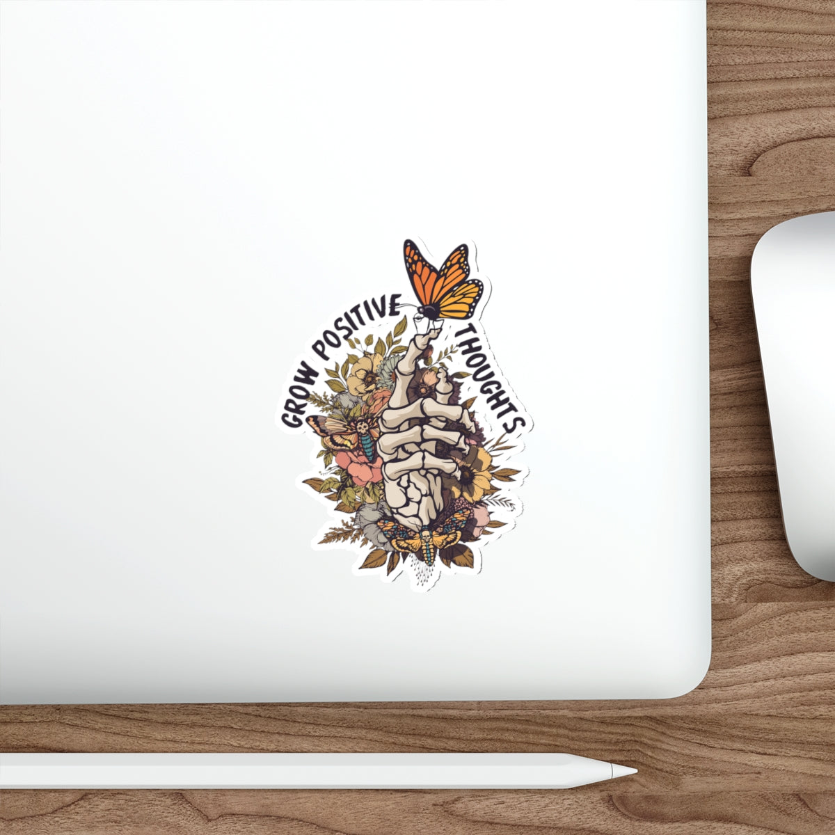 Grow Positive Thoughts Skull Sticker
