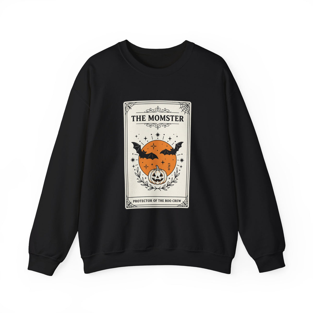 Momster Halloween Crest Crewneck Sweatshirt | bats, pumpkin, gothic vintage
