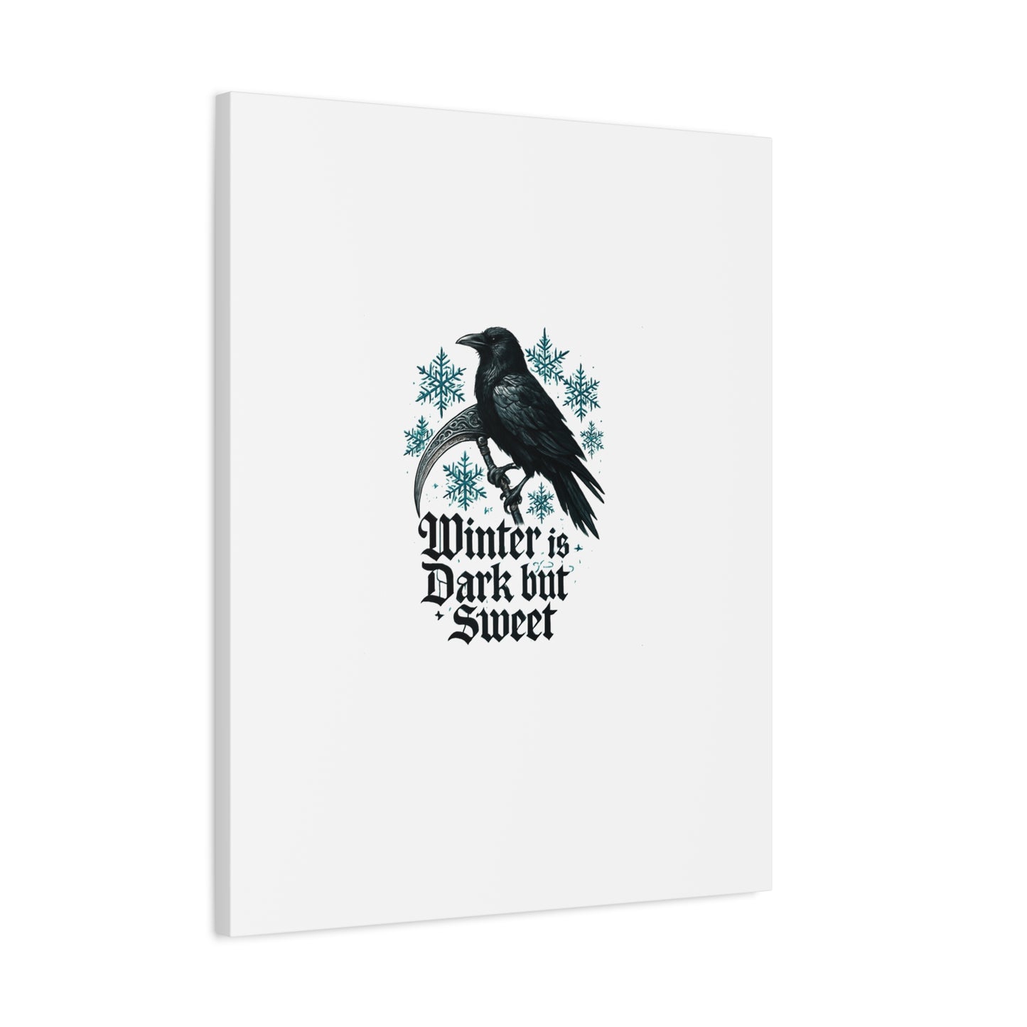 Raven Winter Canvas Art — “Winter is Dark but Sweet” Stretched Matte Print