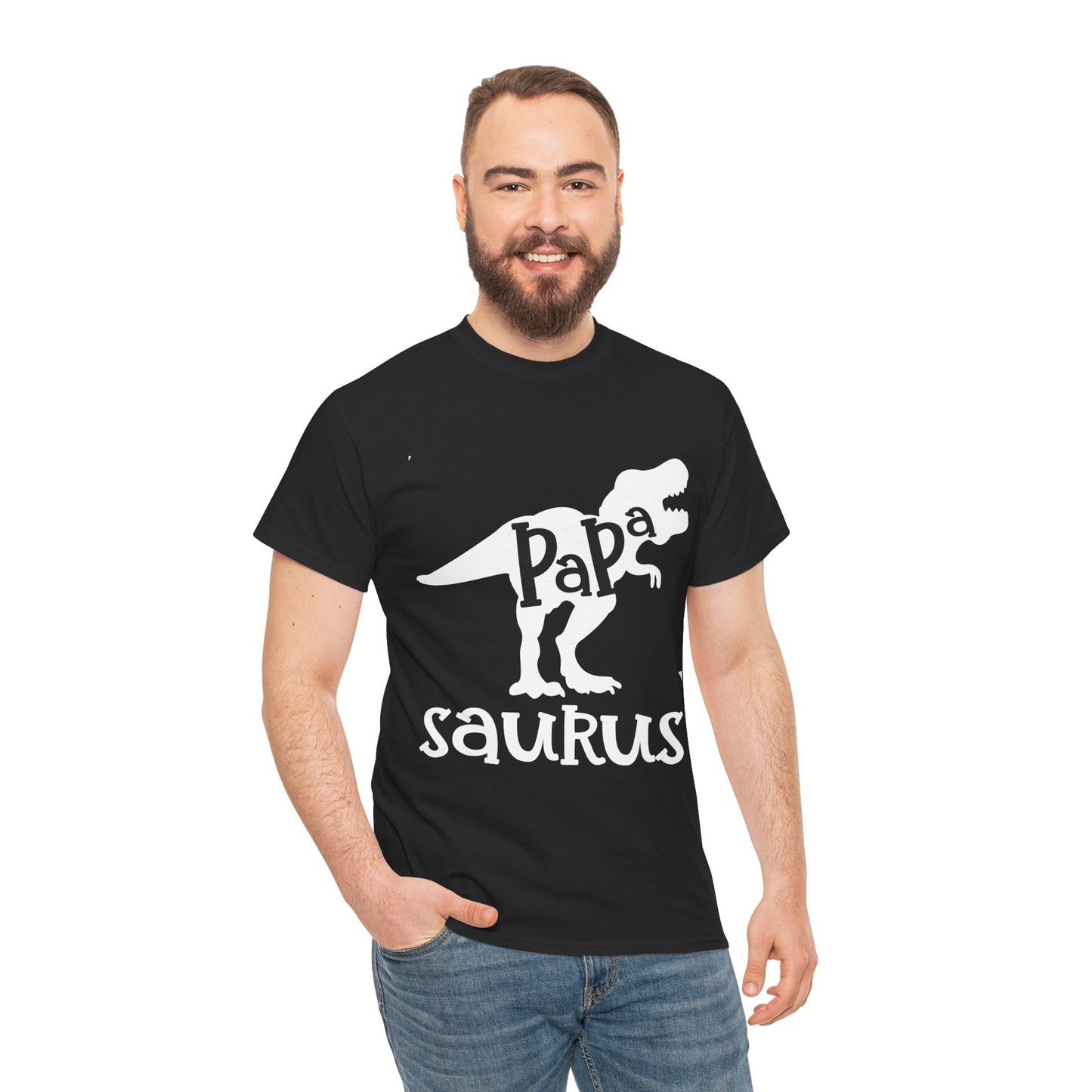 Papa Saurus: The Ultimate Dinosaur Dad Unisex Heavy Cotton T-Shirt - Perfect Father's Day Gift for Prehistoric Parents