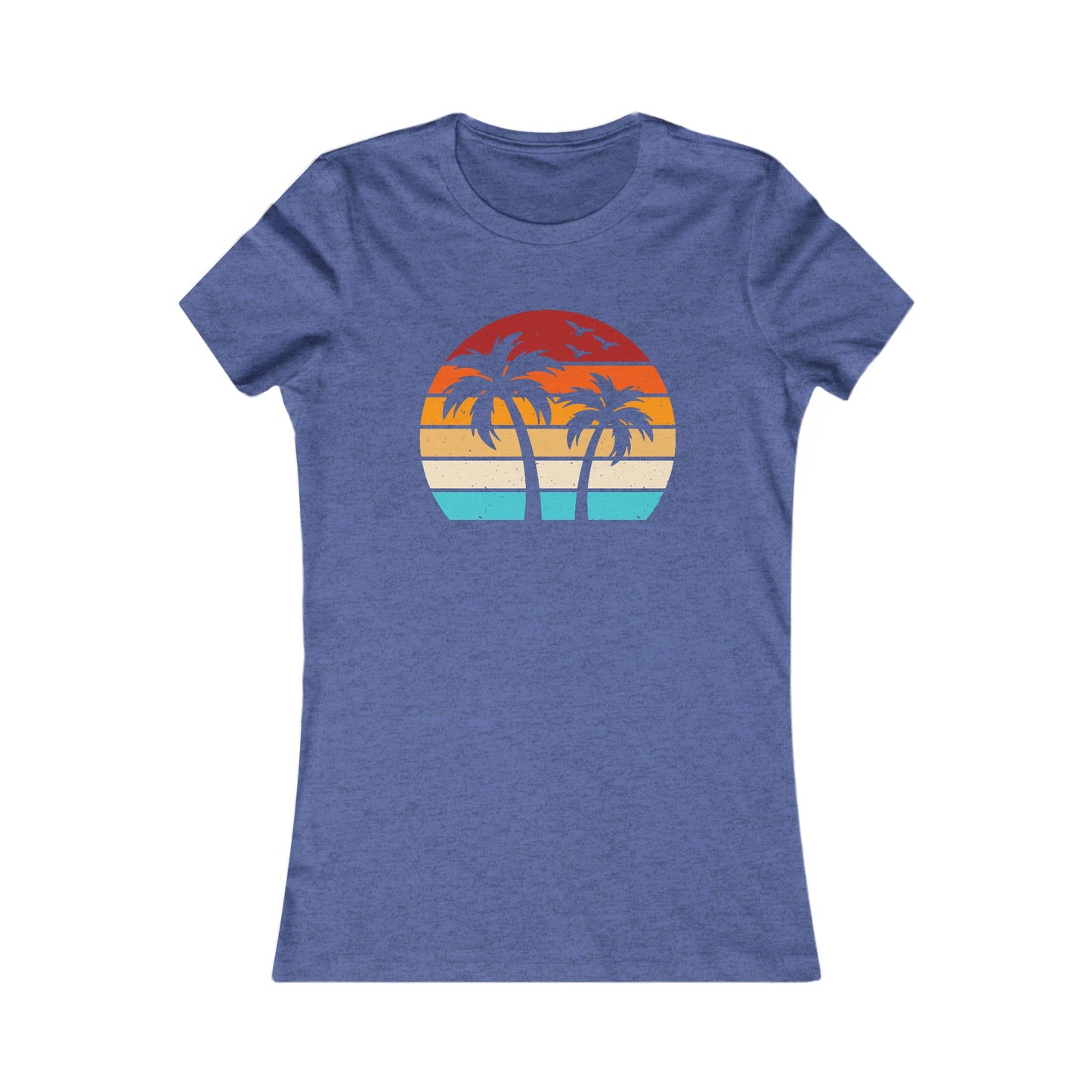Women's Palm Sunset Tee — Retro Beach Palm Tree Graphic T-Shirt
