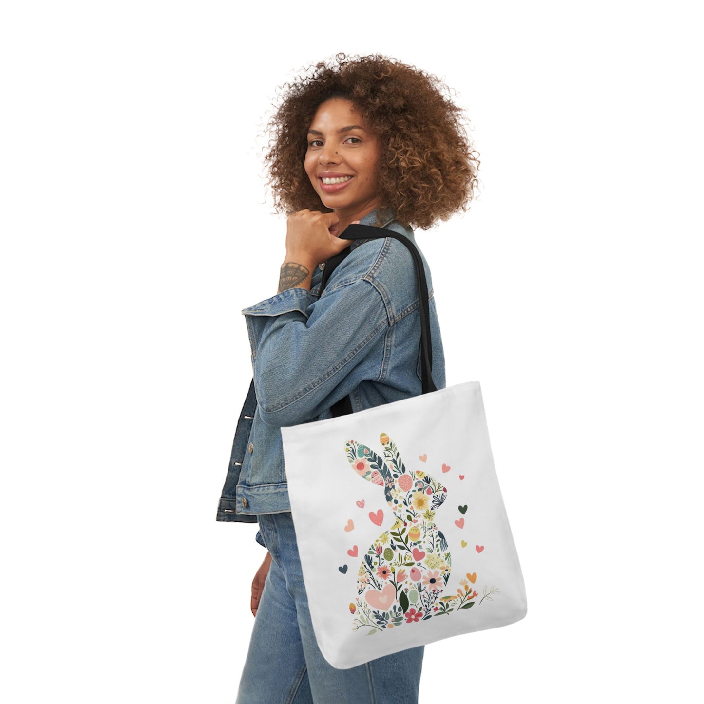 Floral Bunny Canvas Tote Bag