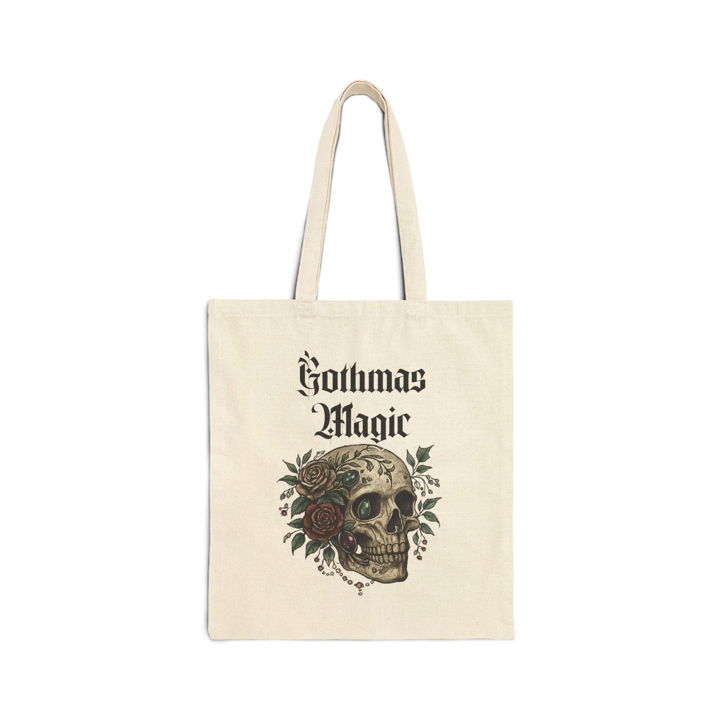 Gothmas Magic Tote Bag — Gothic Skull Holiday Canvas Tote