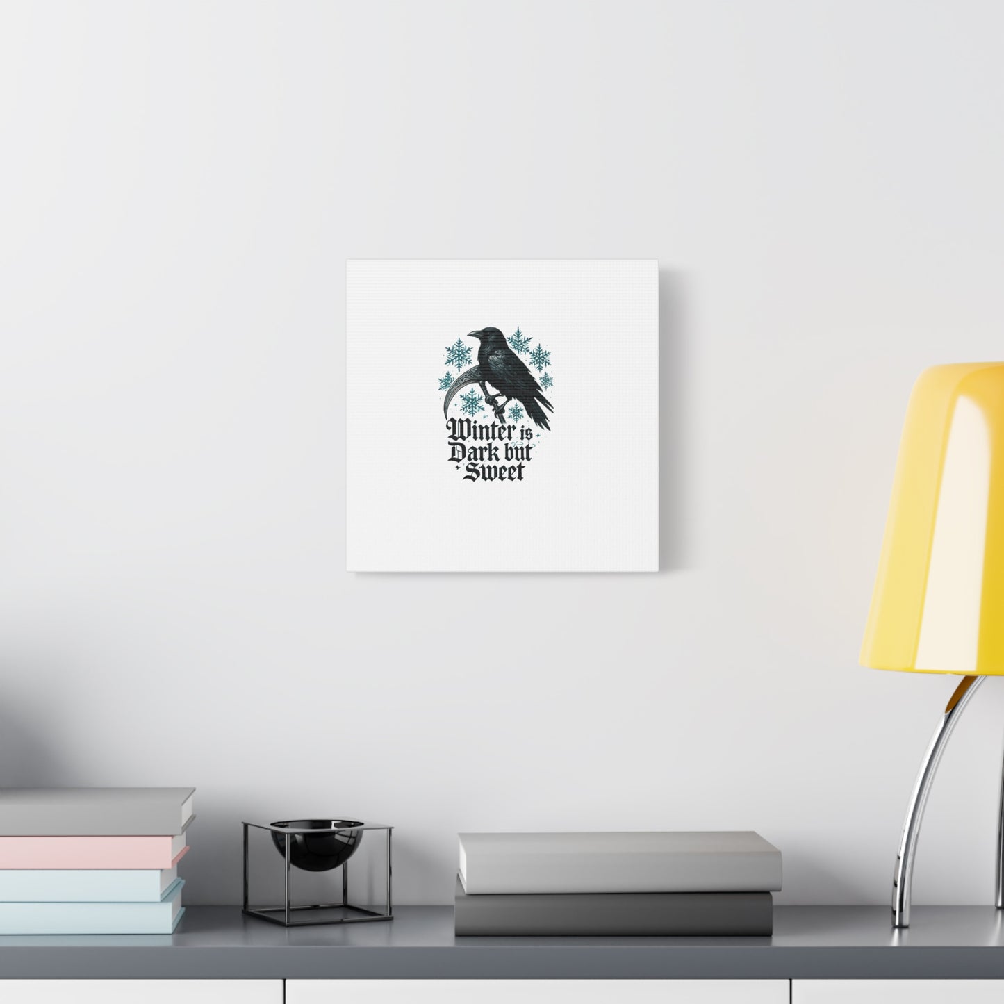 Raven Winter Canvas Art — “Winter is Dark but Sweet” Stretched Matte Print