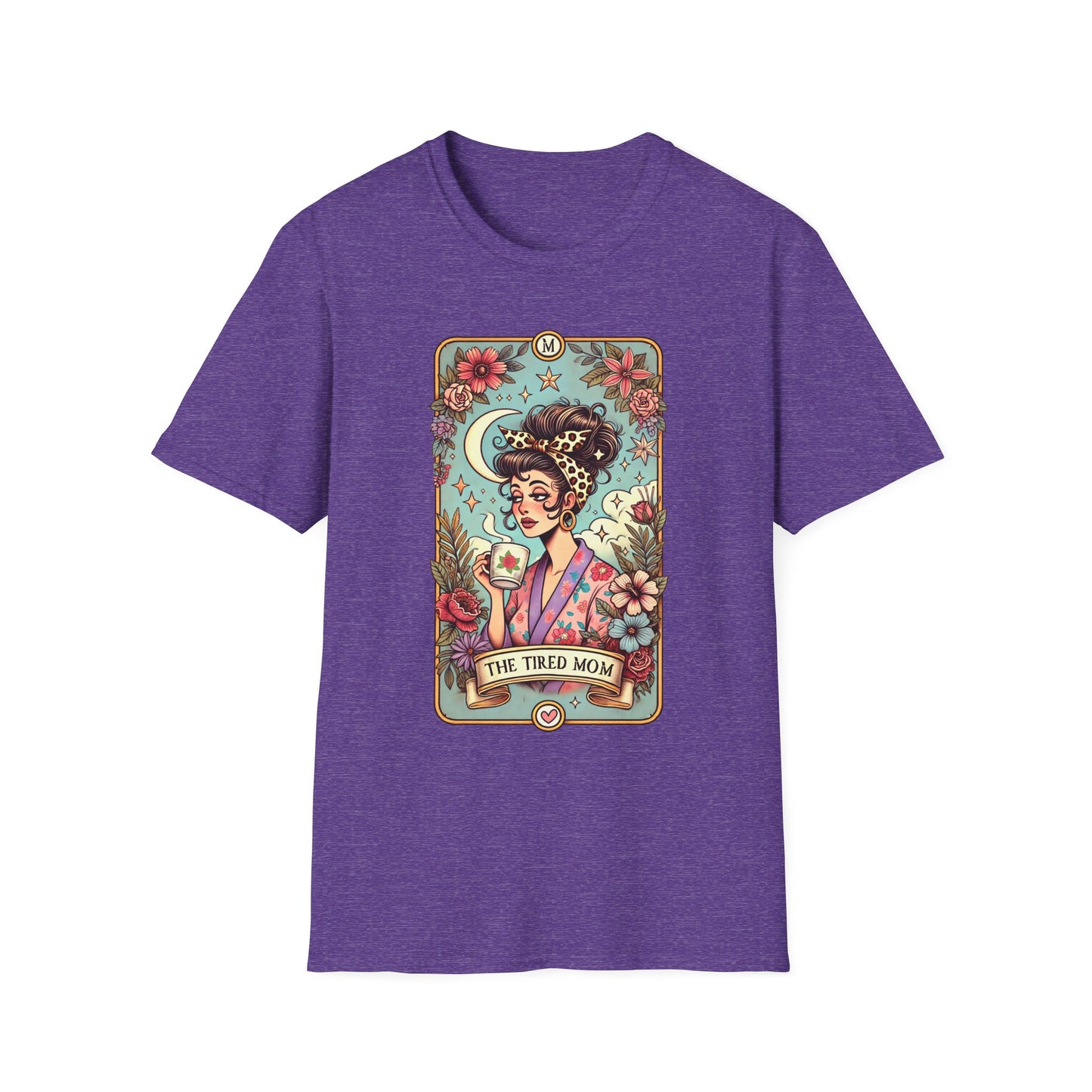 The Tired Mom Tarot Softstyle T-Shirt - Relaxed Fit Floral Design for Everyday Comfort