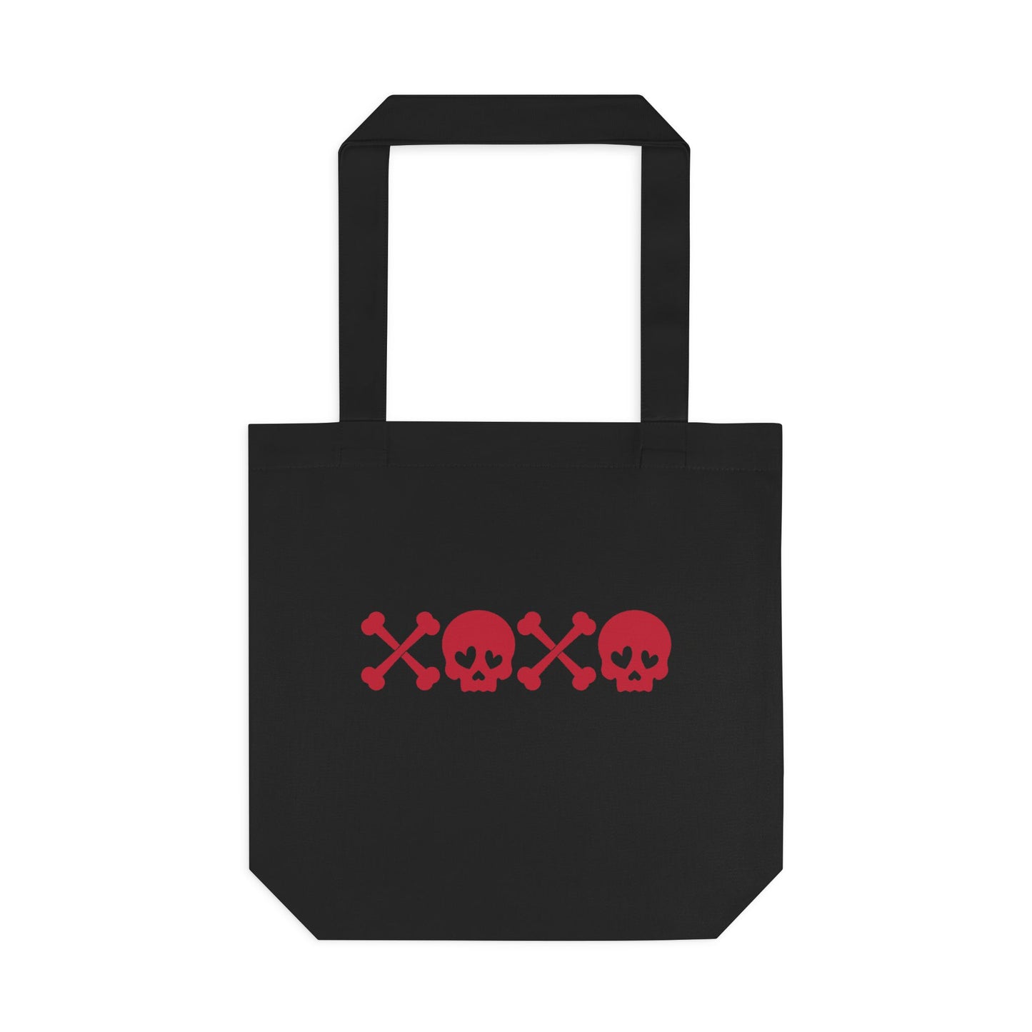 Black XOXO Skull Tote Bag — Gothic Cotton Tote