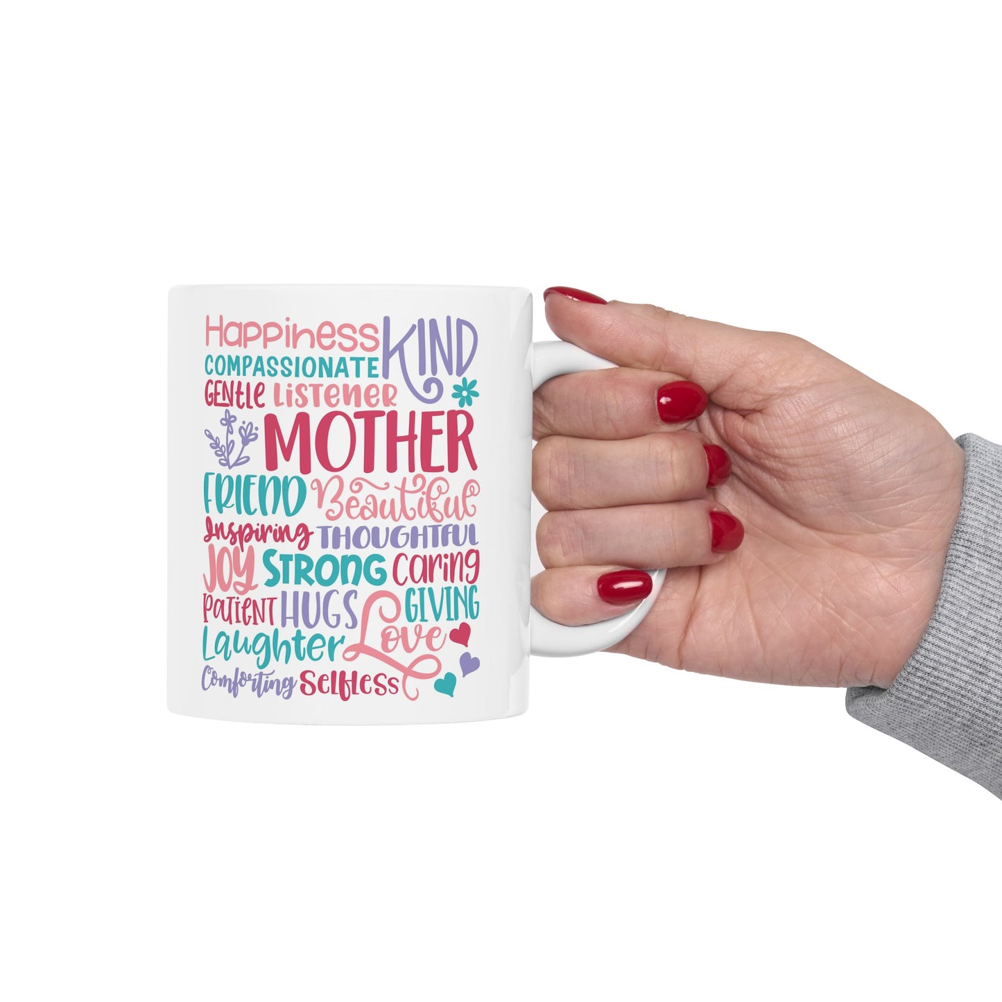 Mother Words Ceramic Mug — 'Kind, Gentle, Loving' Sentimental Mother's Day Gift (11oz & 15oz)