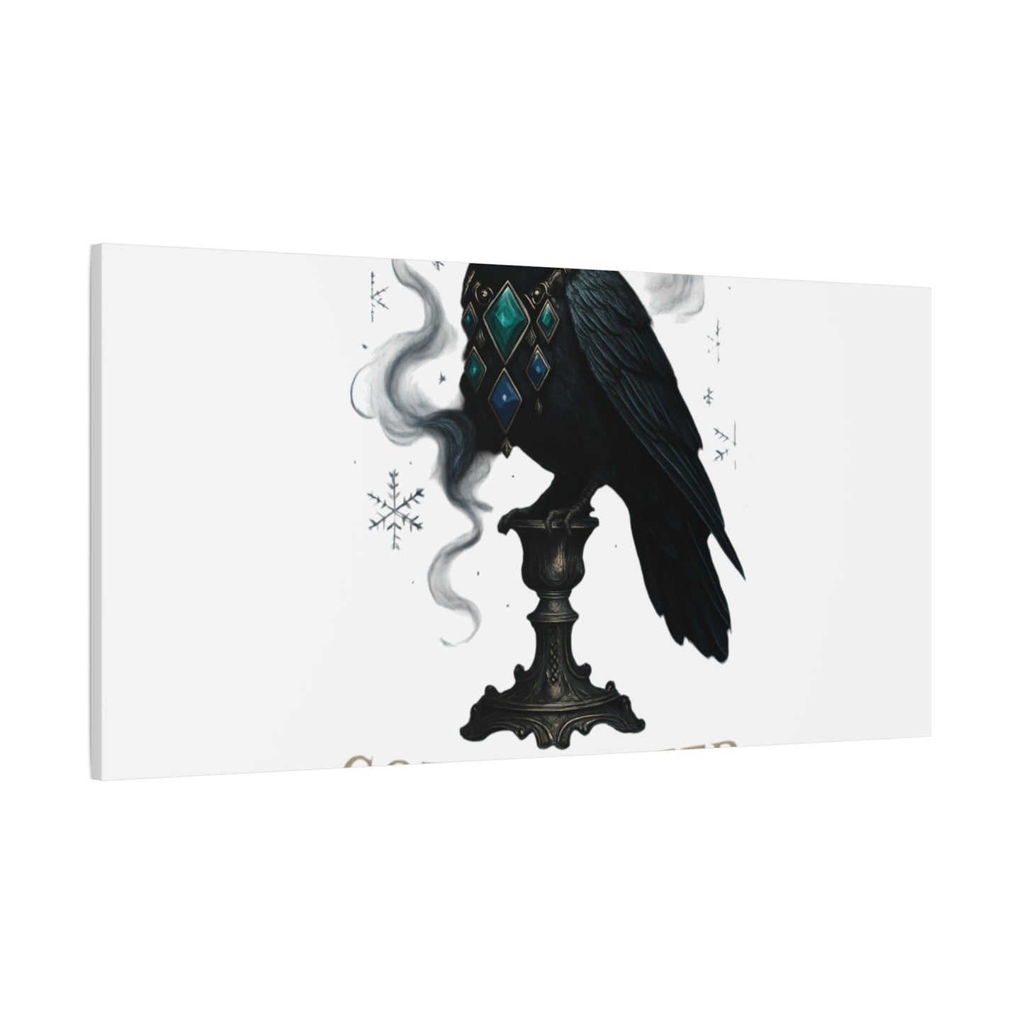 Gothic Raven Canvas Art – “Gothic Cheer, Give Me Fear” Matte Stretched Wall Decor