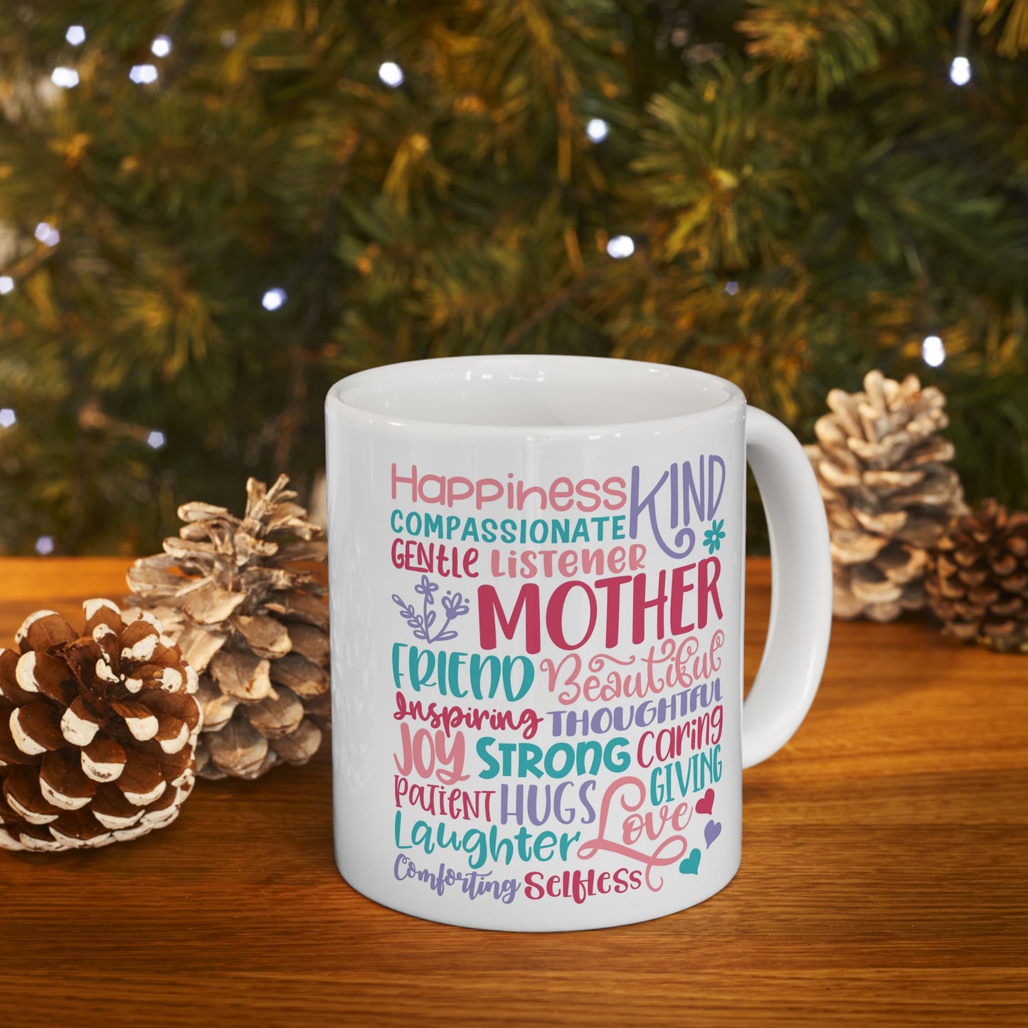 Mother Words Ceramic Mug — 'Kind, Gentle, Loving' Sentimental Mother's Day Gift (11oz & 15oz)