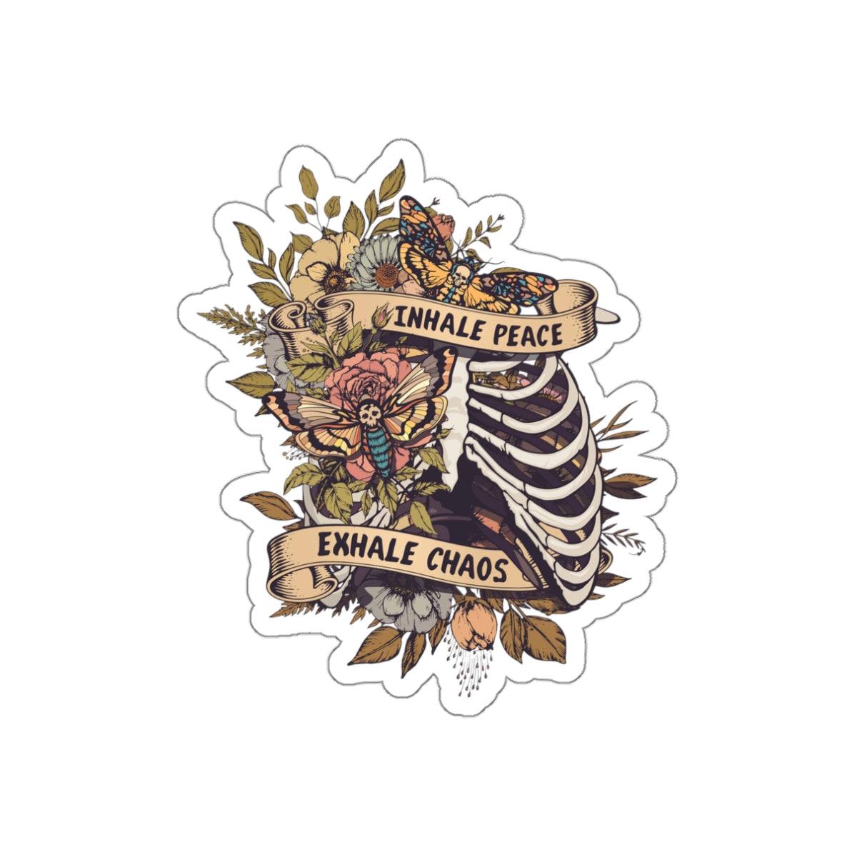 Inhale Peace, Exhale Chaos Skull Sticker