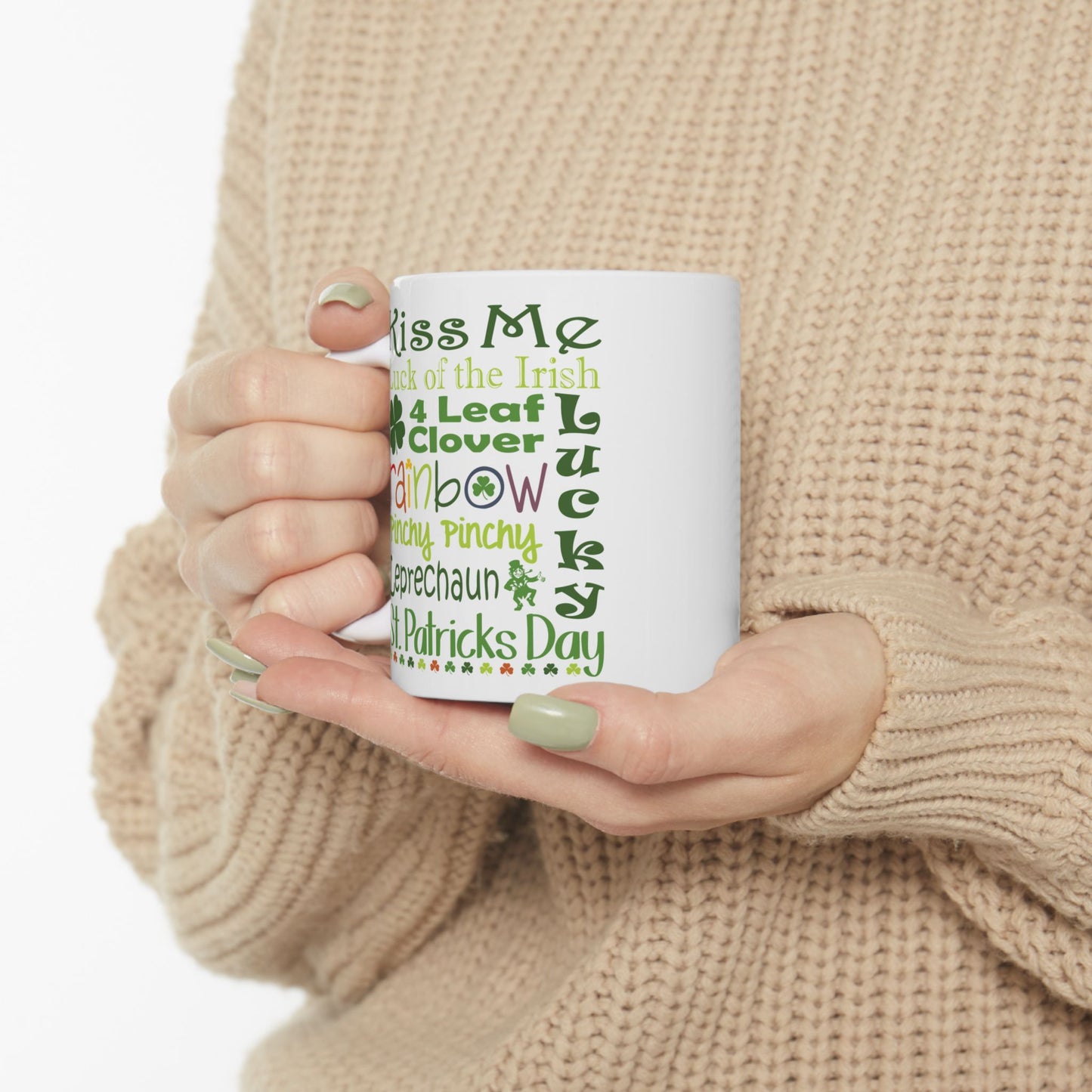 St. Patrick's Day Word Cloud Riot White Ceramic Mug — 11oz & 15oz