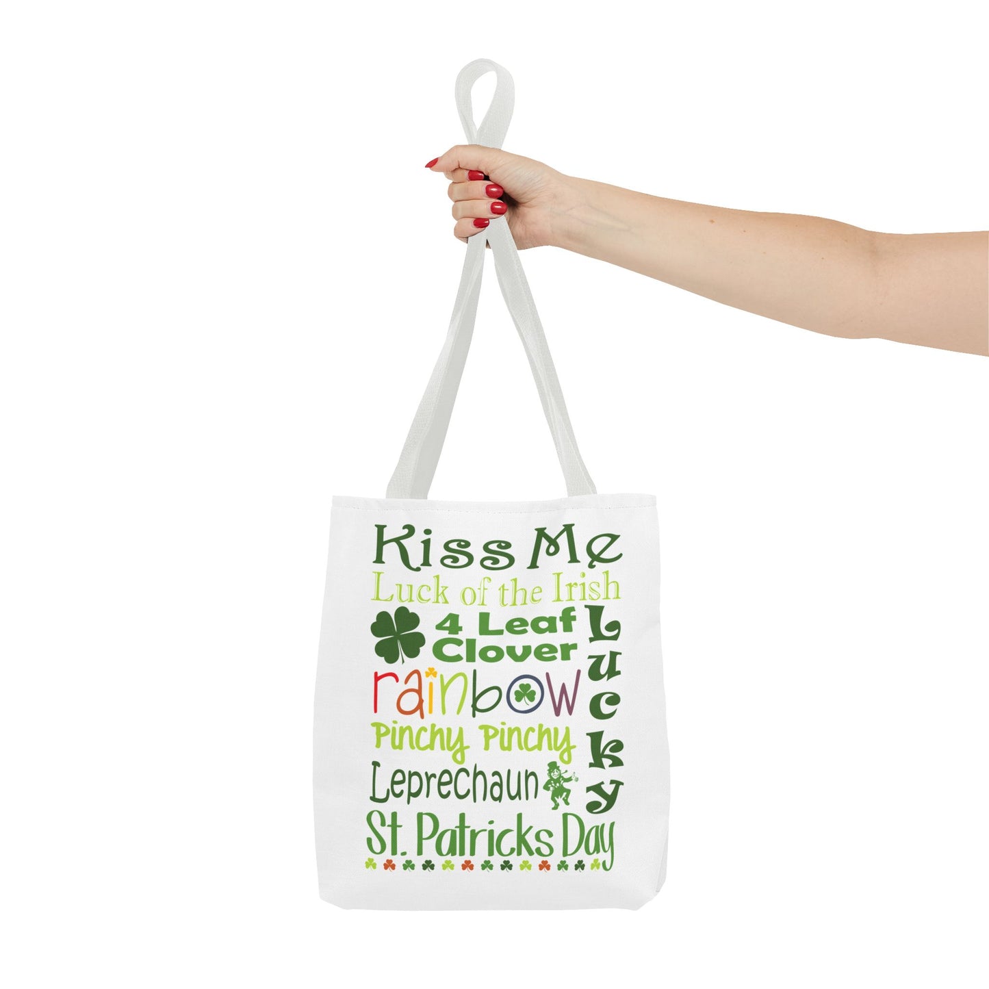 St. Patrick's Word Riot White Tote Bag — Bold Typographic Holiday Tote - 3 Sizes