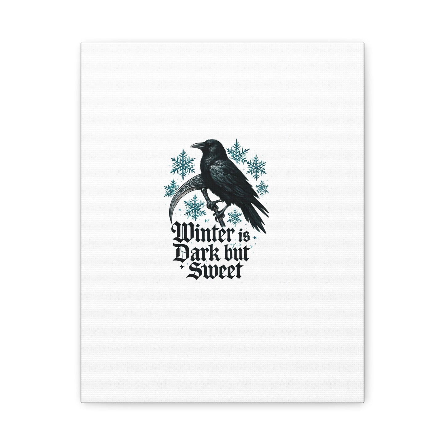 Raven Winter Canvas Art — “Winter is Dark but Sweet” Stretched Matte Print