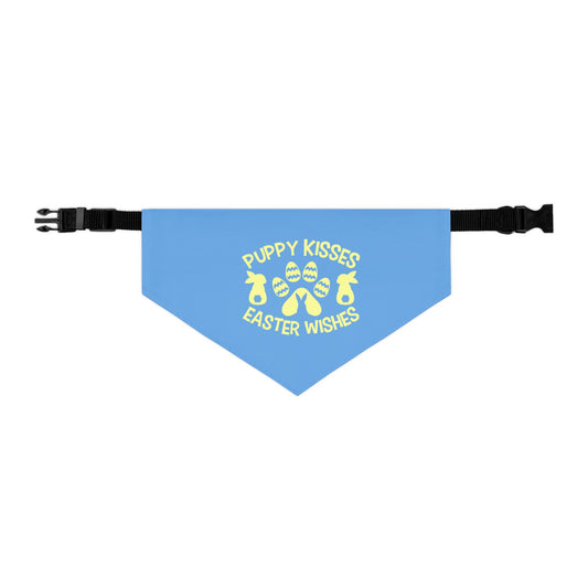 Yellow on Blue Easter-Themed Pet Bandana Collar