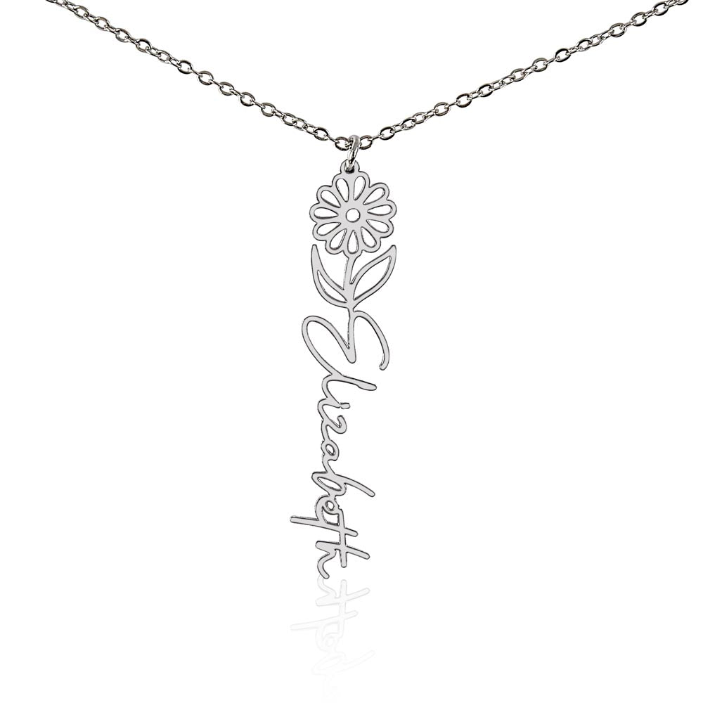 Personalized Name and Birth Flower Necklace