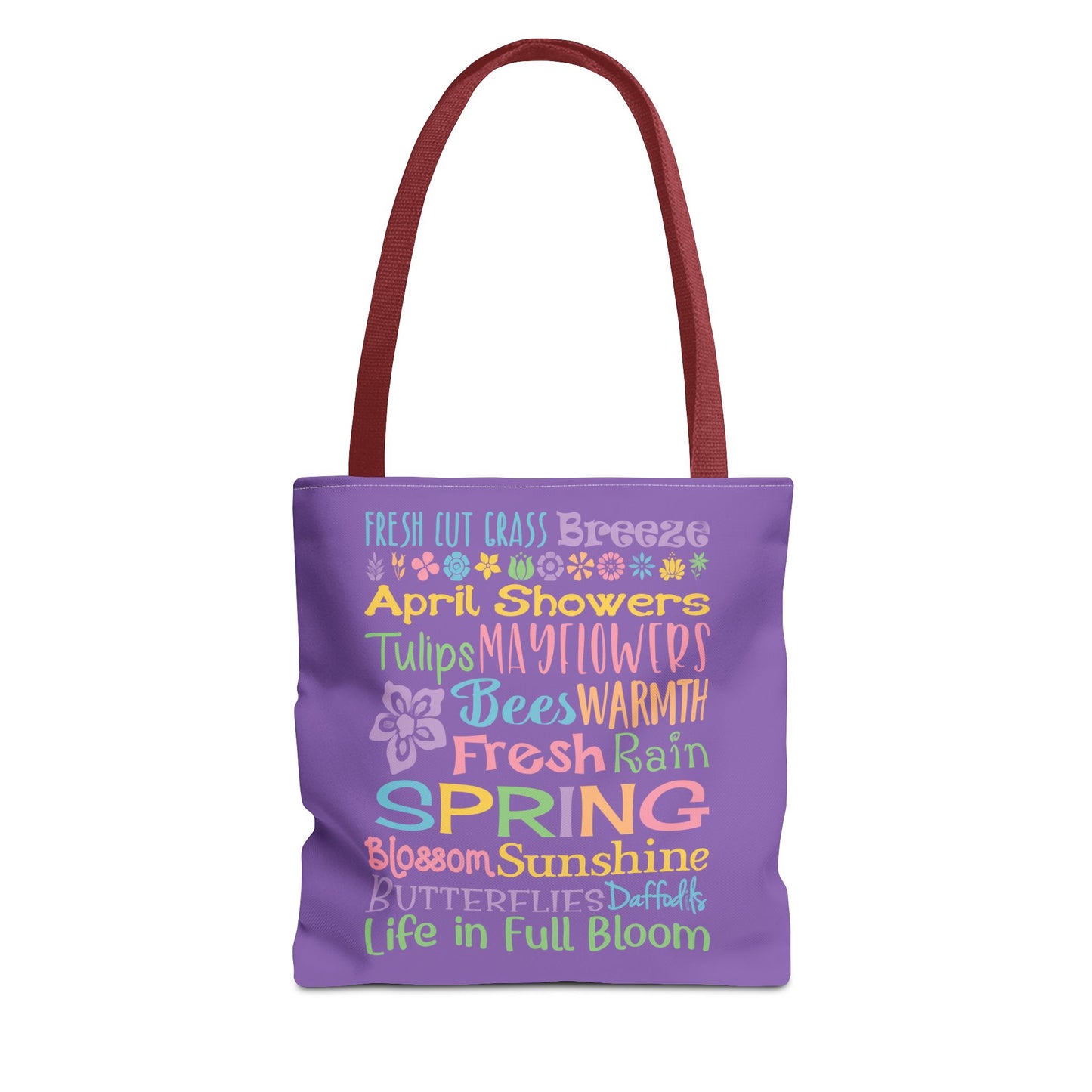 Spring Word Riot Purple Tote Bag — Pastel Floral Typography Tote