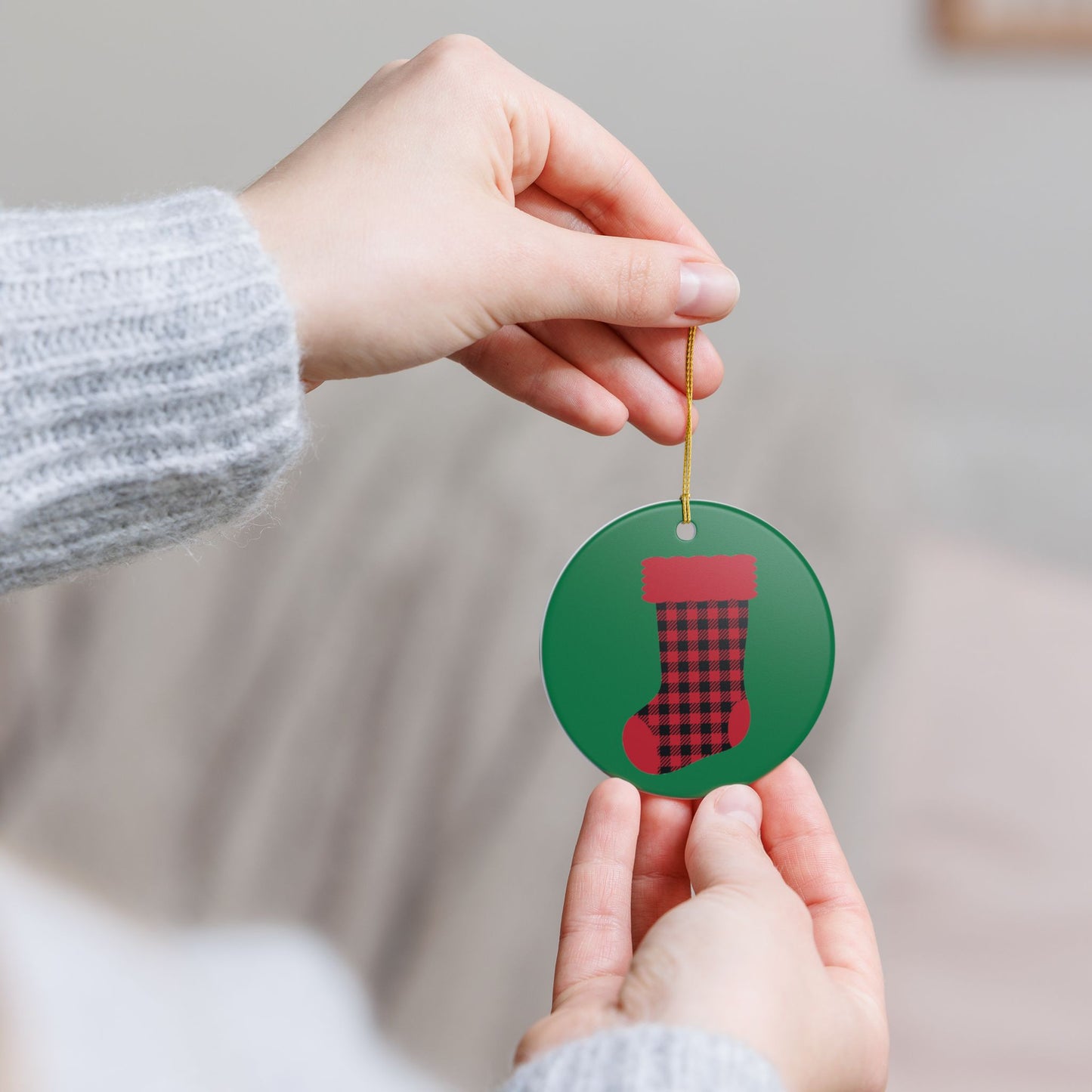 Red Flannel Christmas Stocking Ornament