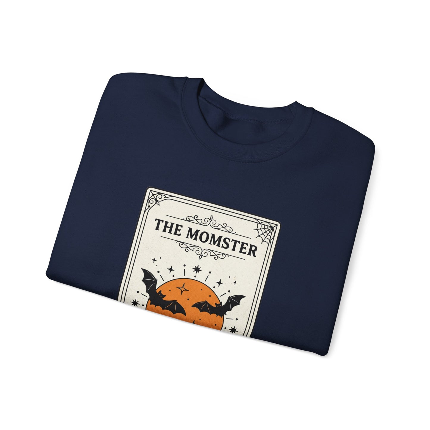 Momster Halloween Crest Crewneck Sweatshirt | bats, pumpkin, gothic vintage
