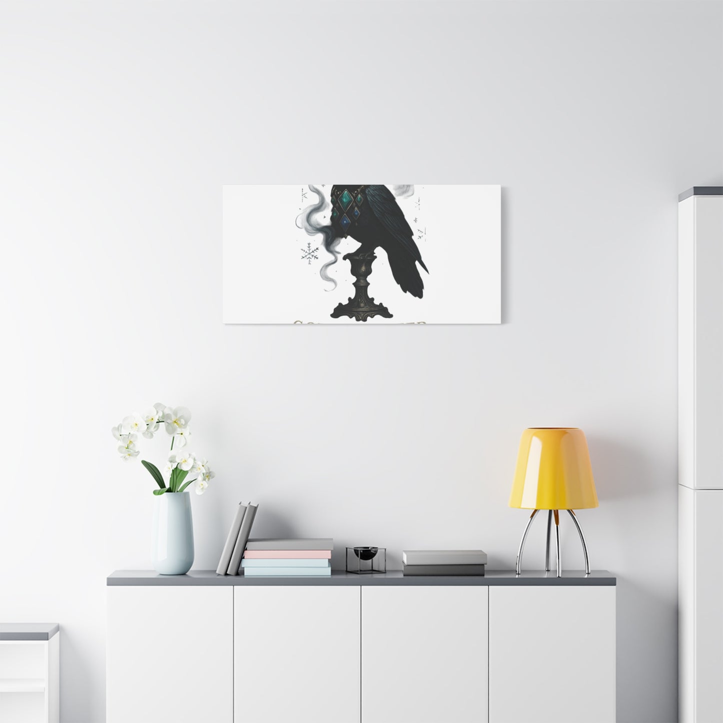 Gothic Raven Canvas Art – “Gothic Cheer, Give Me Fear” Matte Stretched Wall Decor