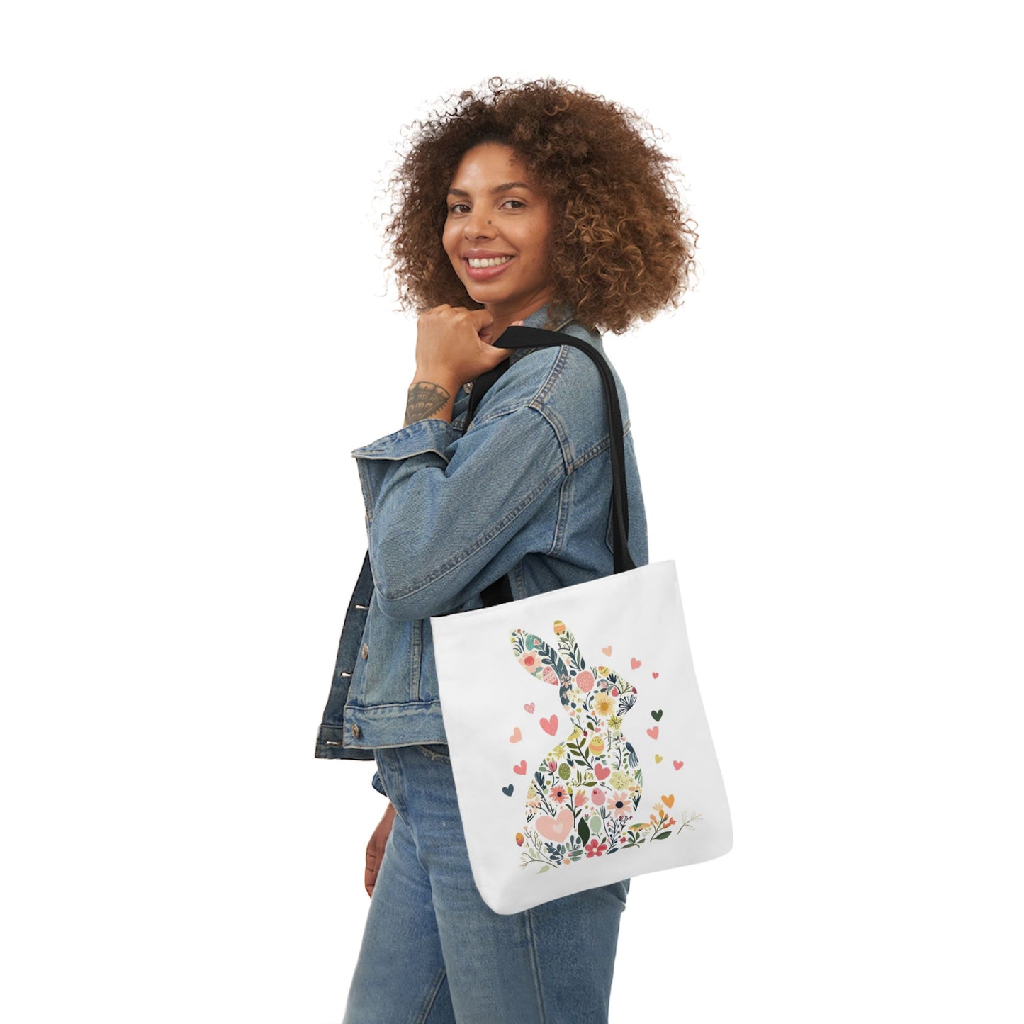 Floral Bunny Canvas Tote Bag