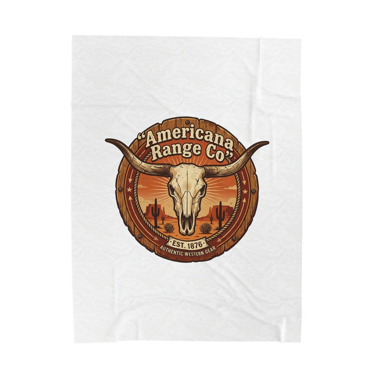 Western skull emblem Velveteen Plush Blanket | Americana, vintage desert tones