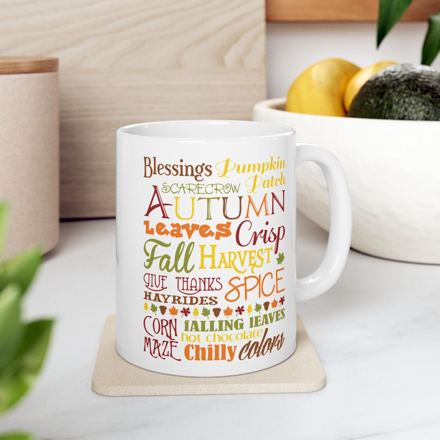 Autumn Blessings Ceramic Mug - Fall-Inspired 11oz & 15oz Coffee Cup for Cozy Moments