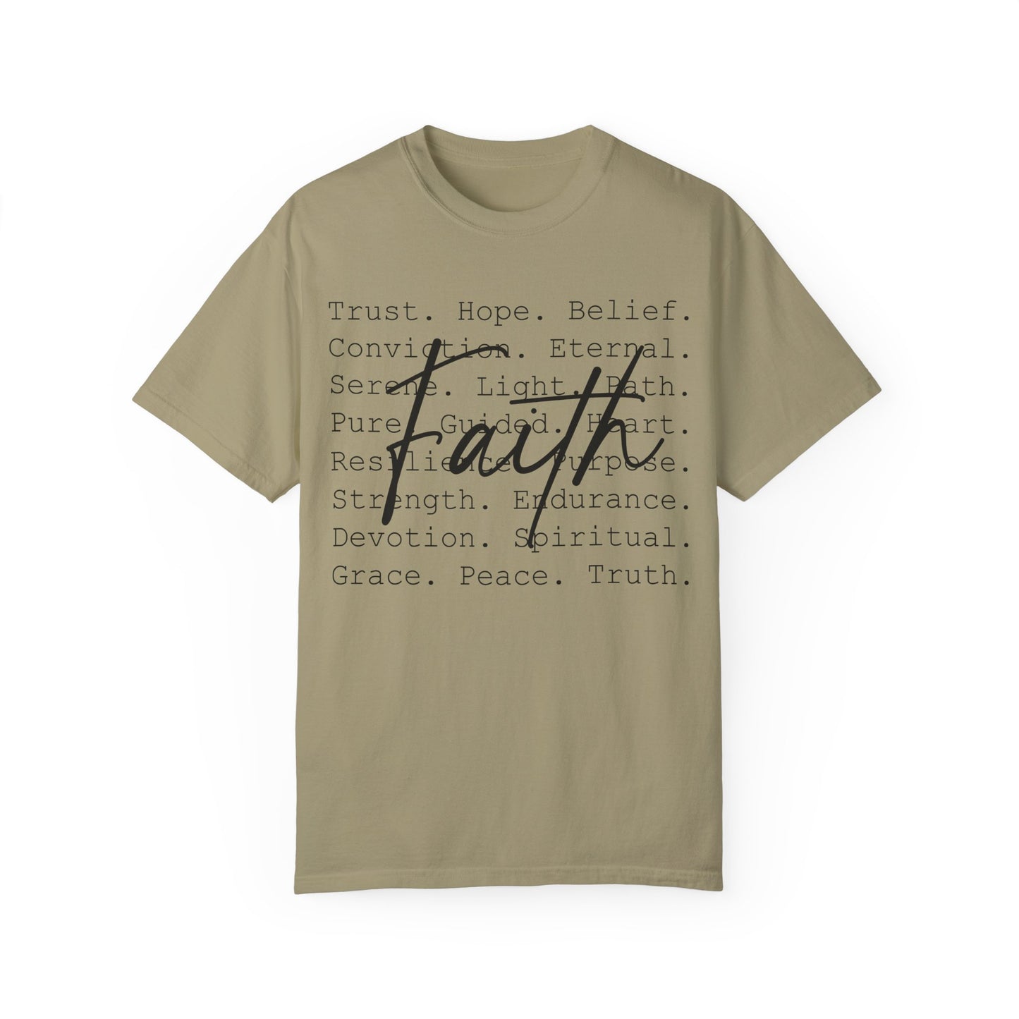 Faith-Inspired Unisex Garment-Dyed T-Shirt – Trust, Hope, Belief - Spiritual Apparel For Moms, Dads, Christians
