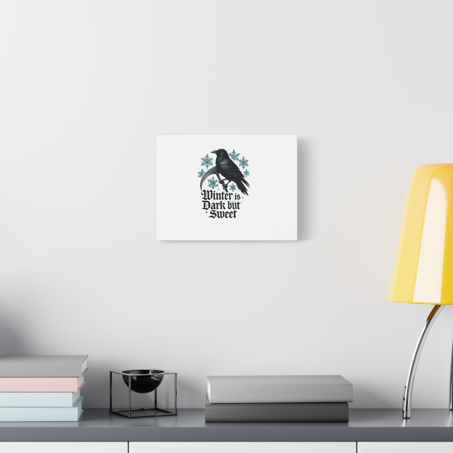 Raven Winter Canvas Art — “Winter is Dark but Sweet” Stretched Matte Print