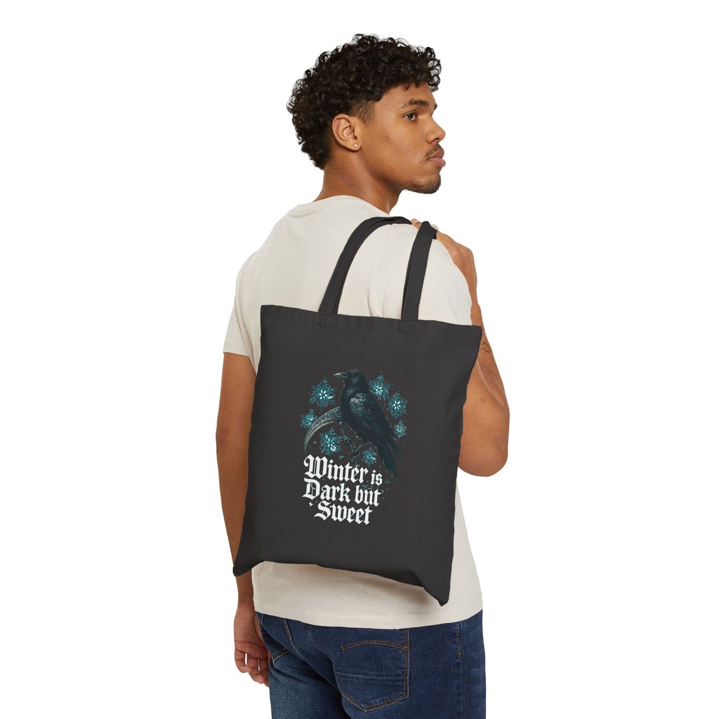 Tote Bag — "Winter is Dark but Sweet" Raven Canvas Tote