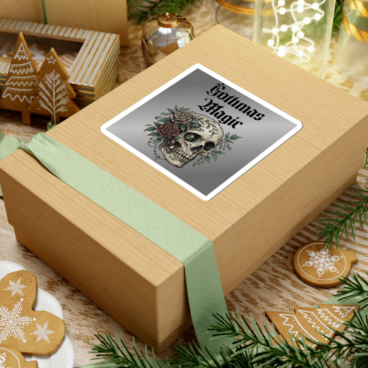 Gothmas Magic Skull Sticker — Gothic Floral Kiss-Cut Sticker