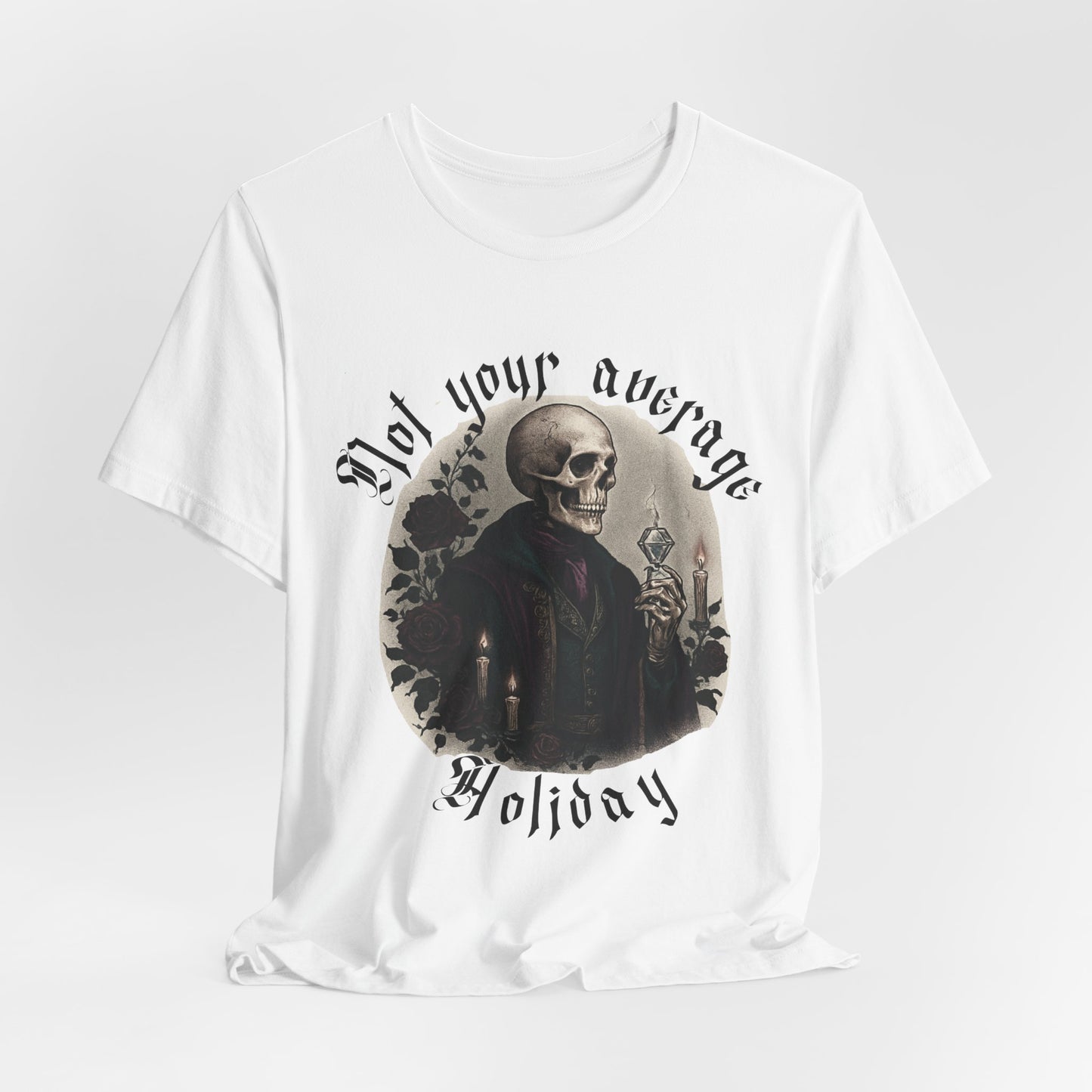 Not Your Average Holiday Skull Tee — Gothic Skeleton Graphic T-Shirt