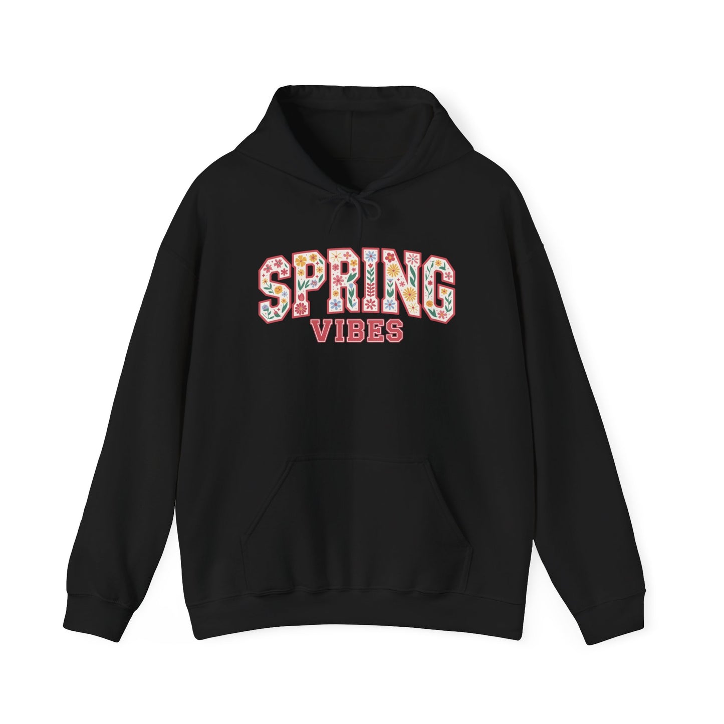 Spring Vibes Hoodie — Floral Pattern Graphic Hooded Sweatshirt