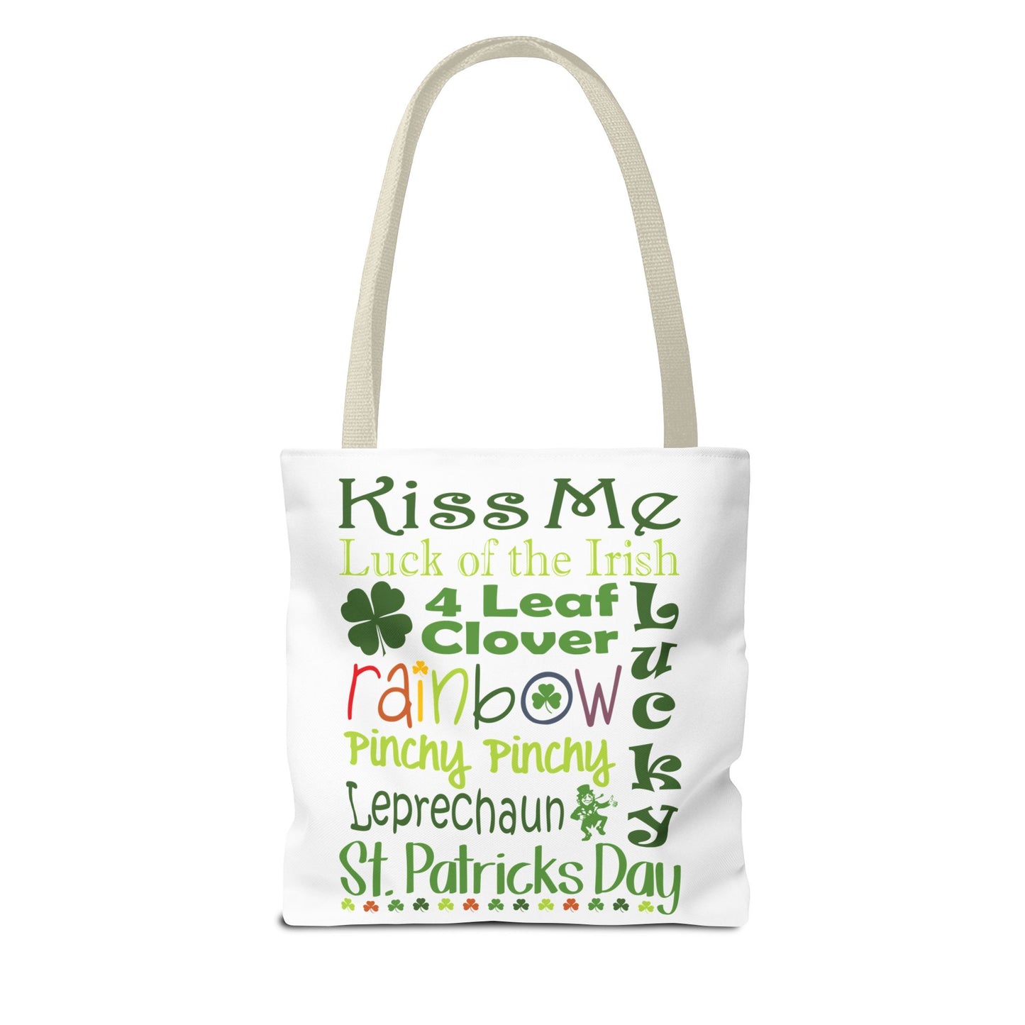 St. Patrick's Word Riot White Tote Bag — Bold Typographic Holiday Tote - 3 Sizes