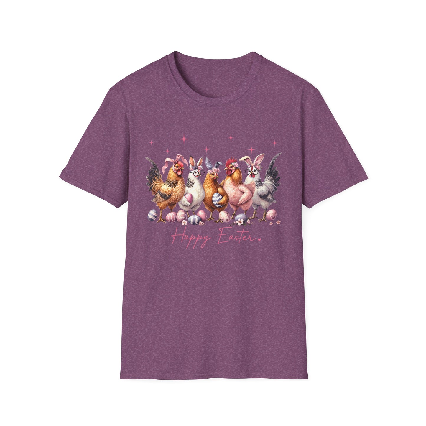 Easter Hens T-Shirt — Cute Chickens & Eggs "Happy Easter" Graphic