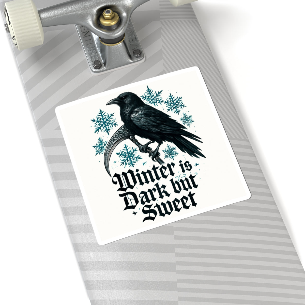 Winter Is Dark But Sweet Raven Sticker — Gothic Winter Kiss-Cut Sticker
